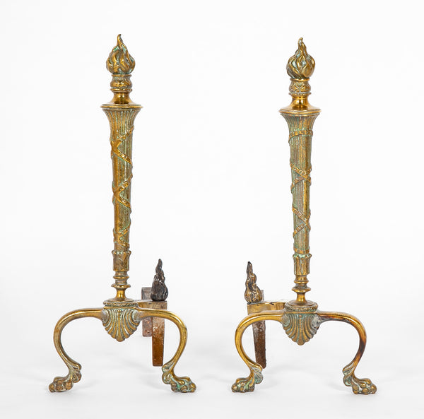 Pair of 20th Century Brass Andirons with Flame – Avery & Dash Collections