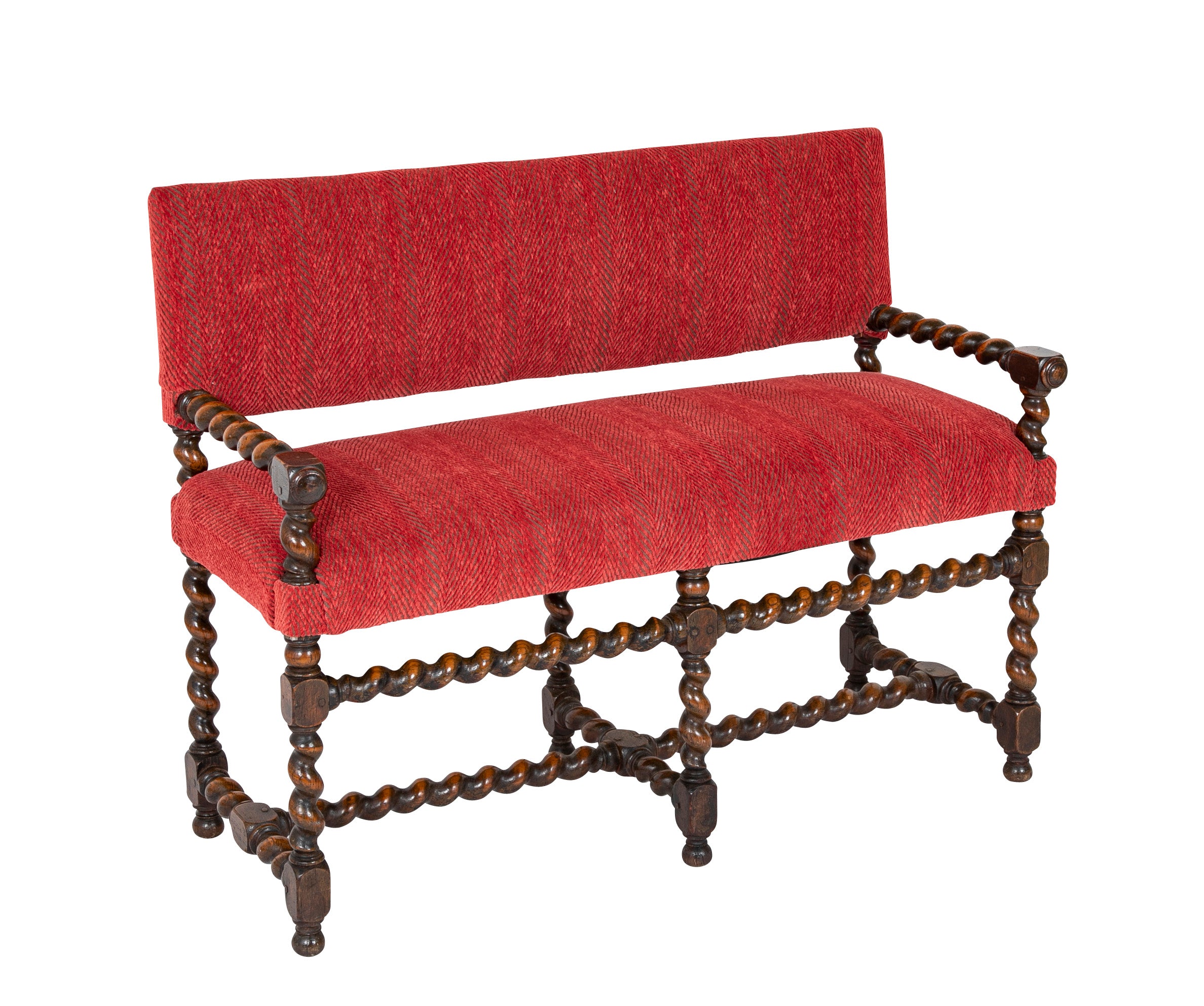 Early 18th Century English William & Mary Barley Twist Bench in Oak