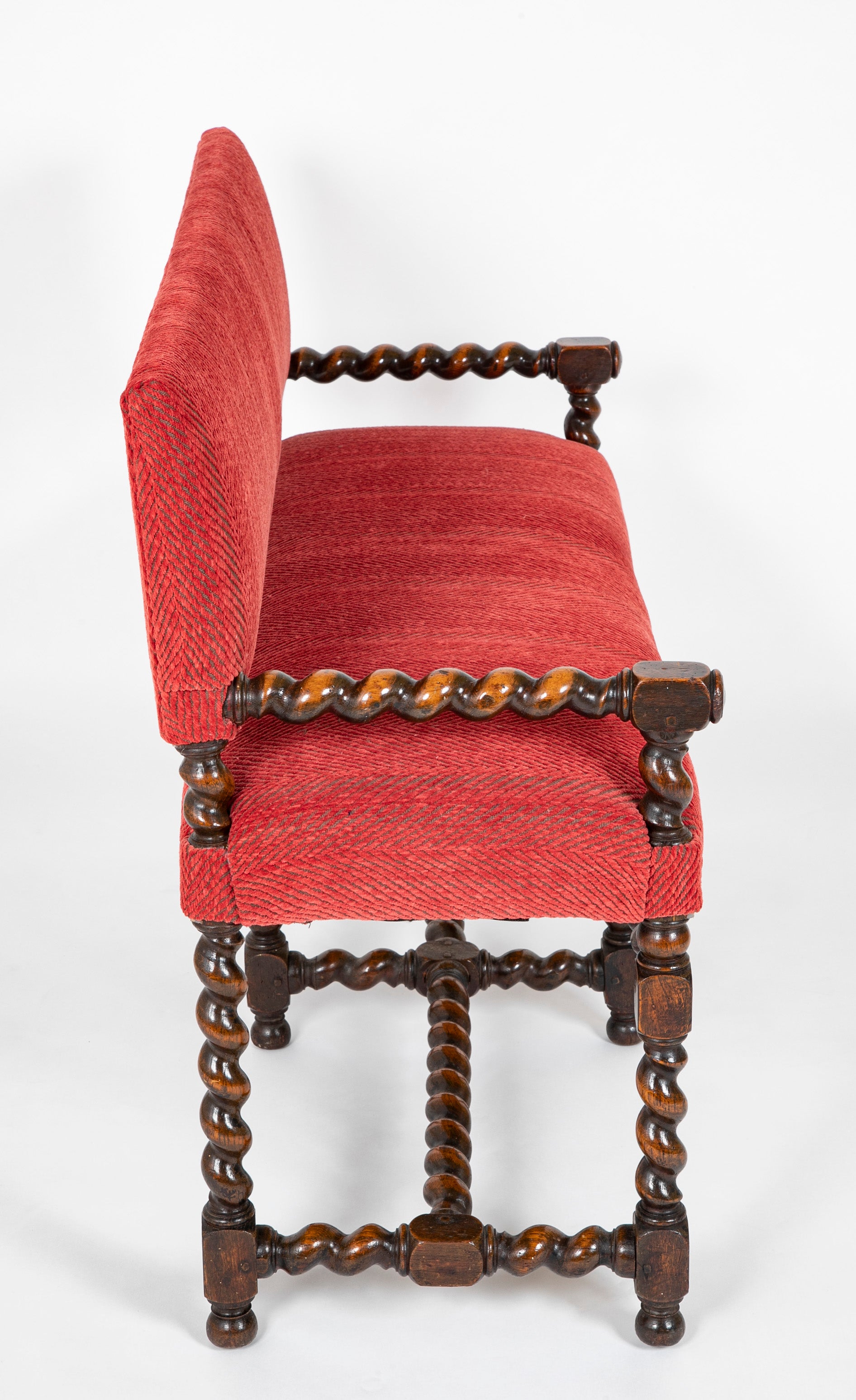 Early 18th Century English William & Mary Barley Twist Bench in Oak