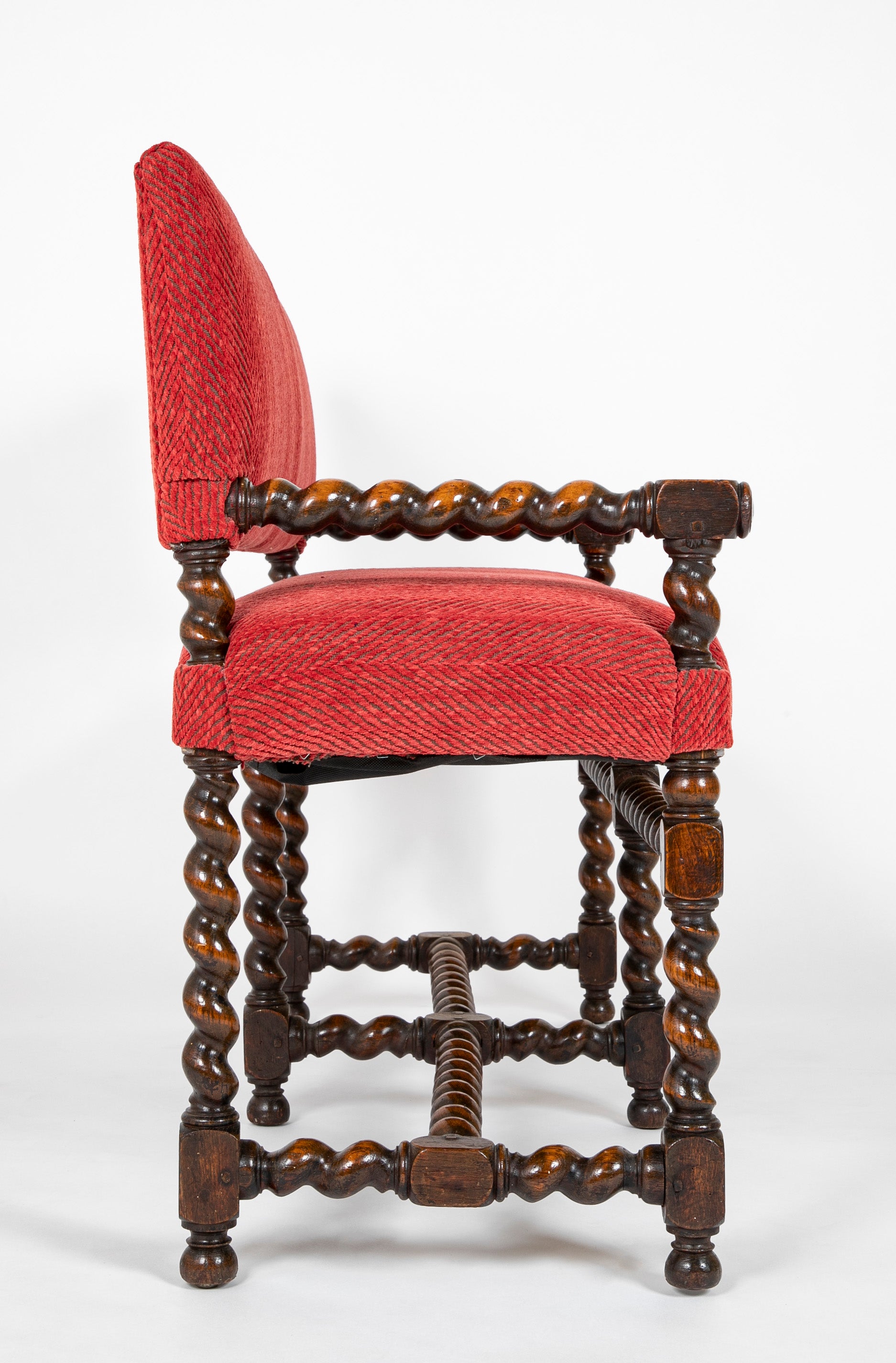 Early 18th Century English William & Mary Barley Twist Bench in Oak