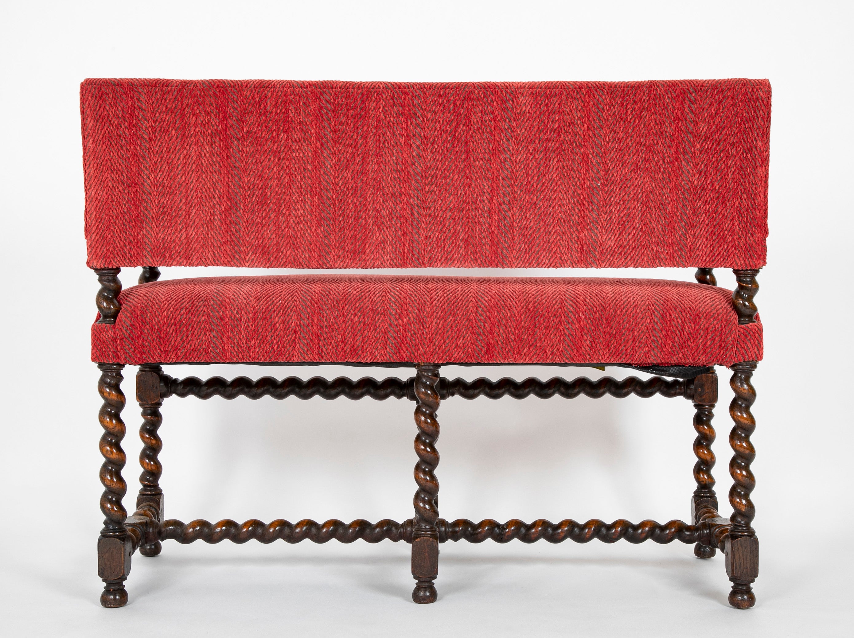 Early 18th Century English William & Mary Barley Twist Bench in Oak