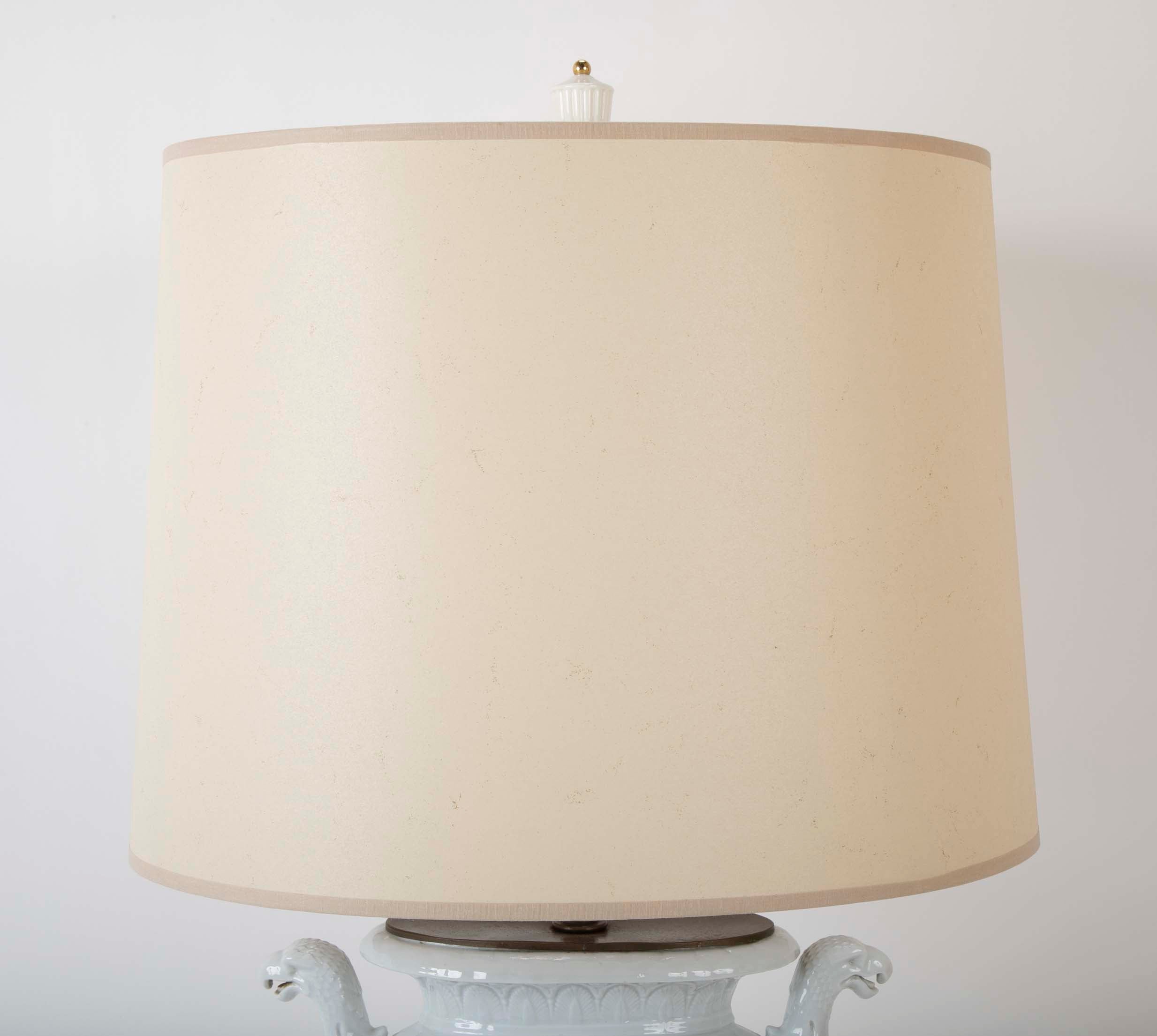 Pair of Federal Period White Glazed Lamps