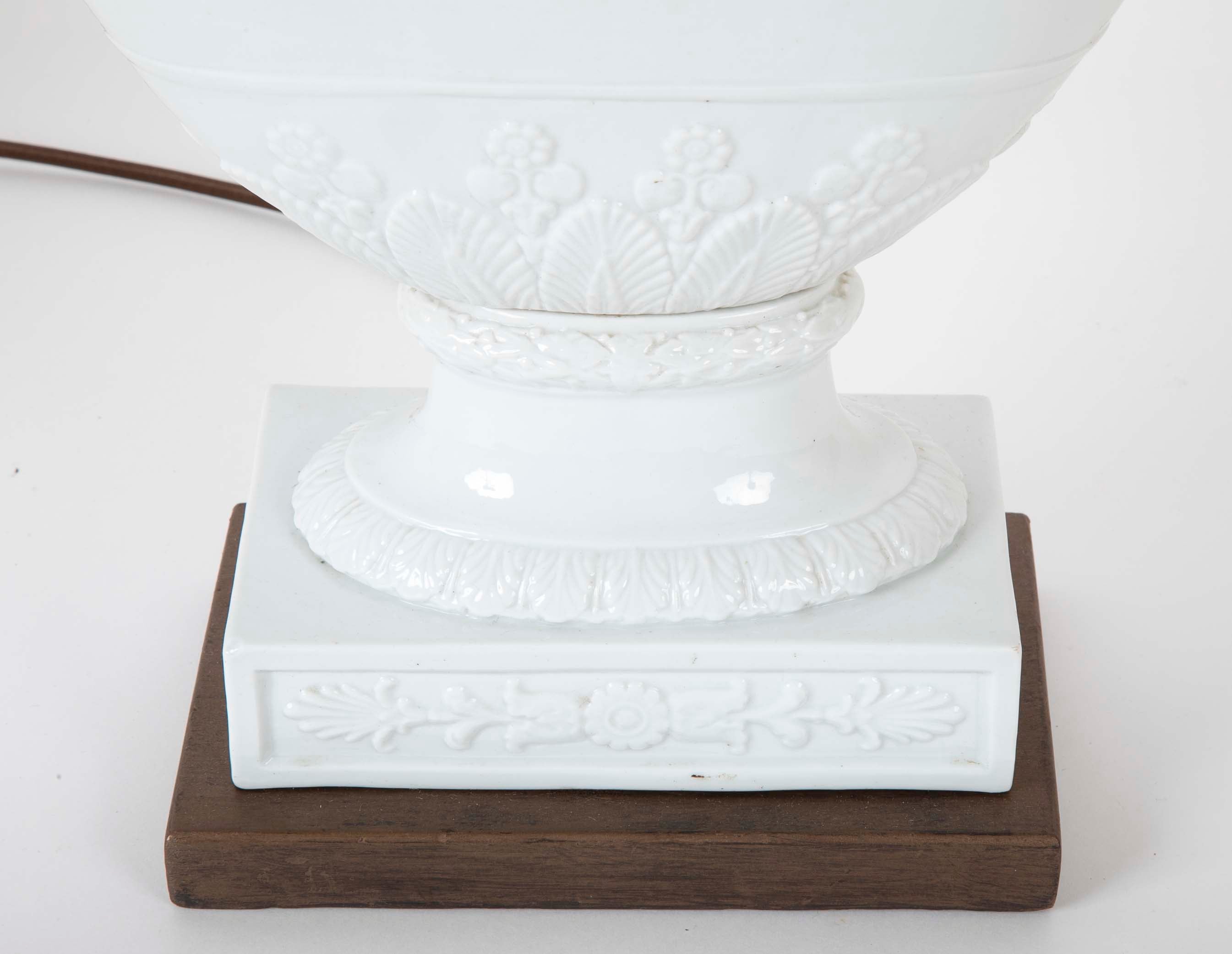 Pair of Federal Period White Glazed Lamps