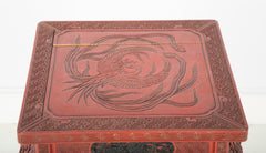 A Cinnabar Lacquer Stand of Square Sectioned Form