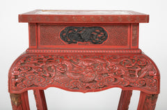 A Cinnabar Lacquer Stand of Square Sectioned Form
