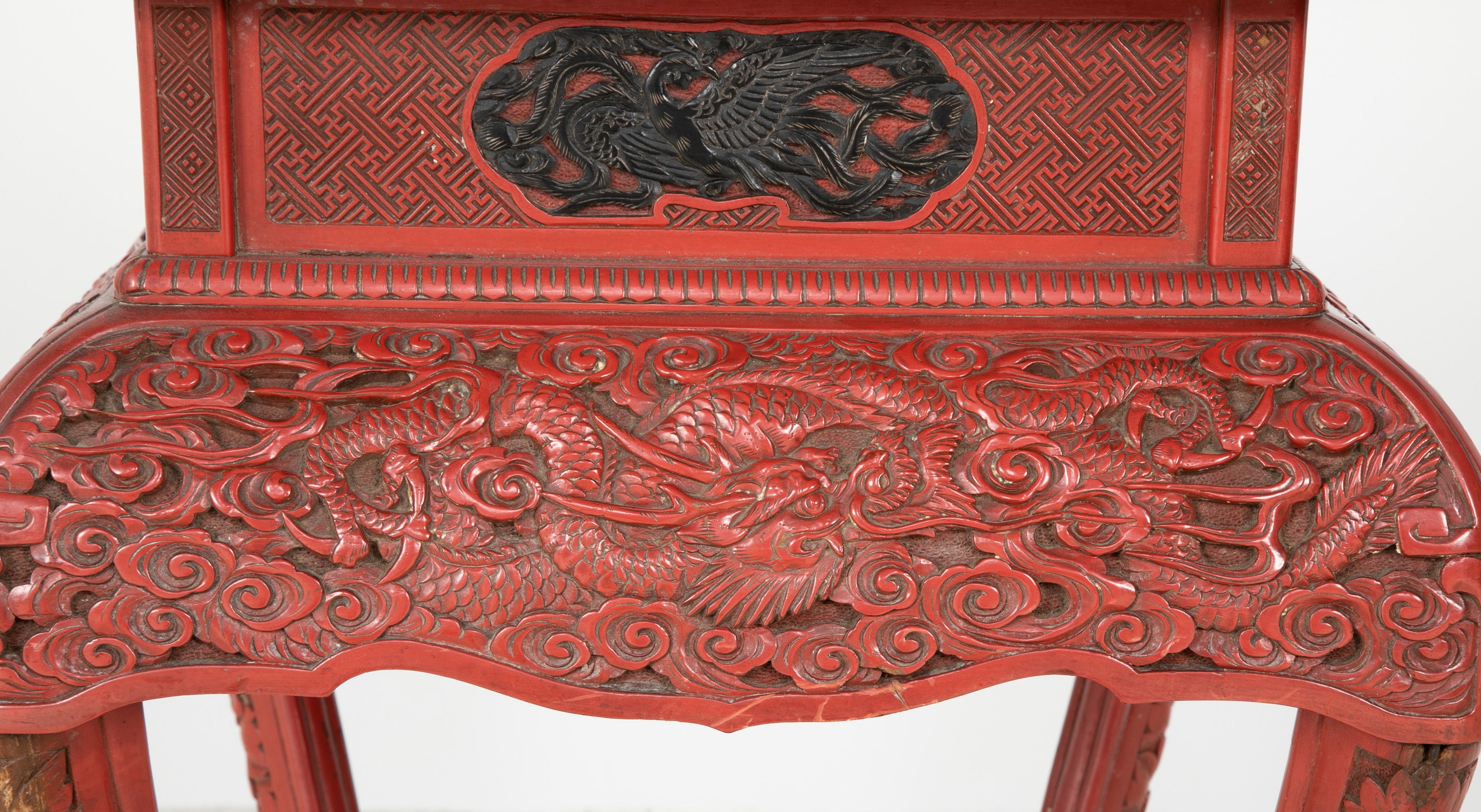 A Cinnabar Lacquer Stand of Square Sectioned Form
