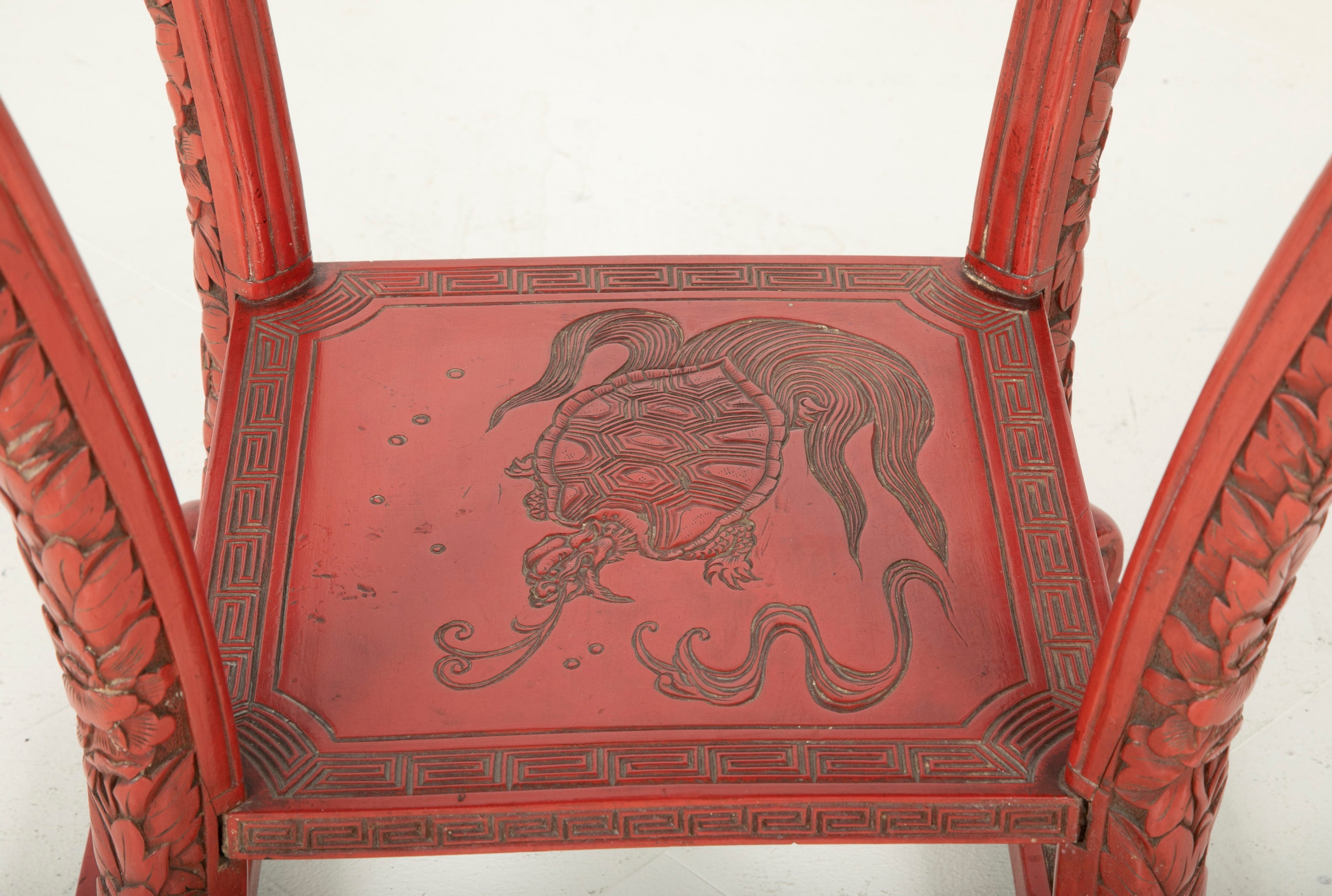 A Cinnabar Lacquer Stand of Square Sectioned Form