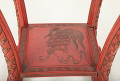 A Cinnabar Lacquer Stand of Square Sectioned Form