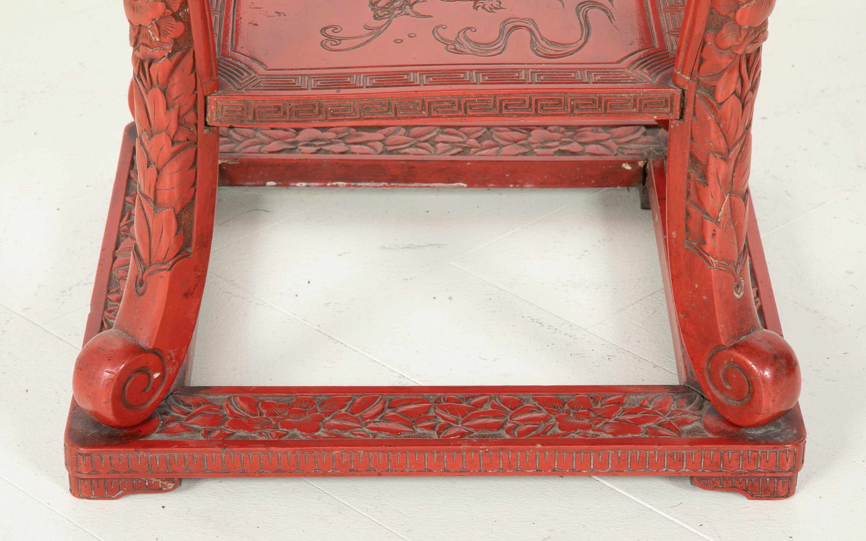 A Cinnabar Lacquer Stand of Square Sectioned Form