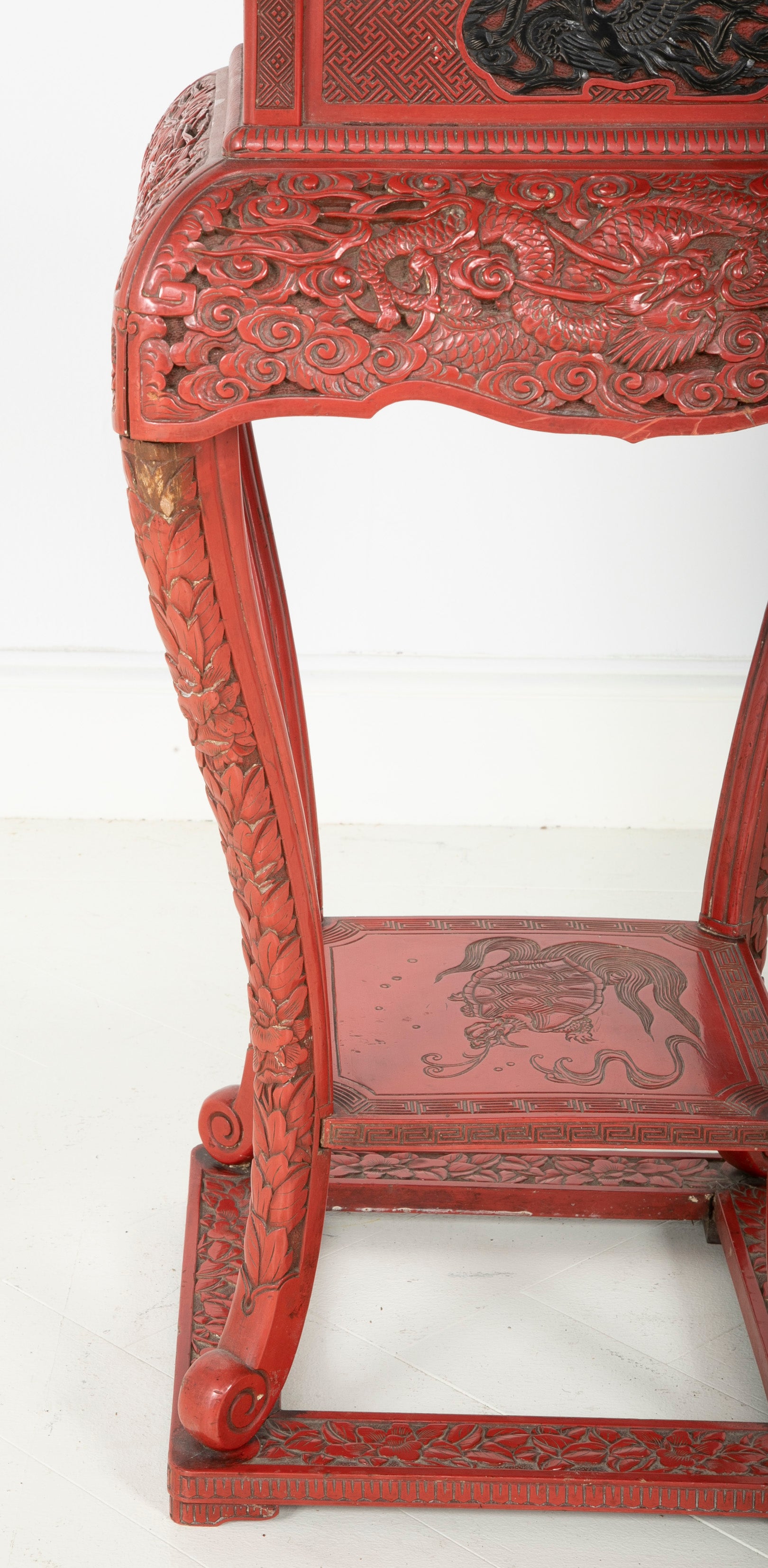 A Cinnabar Lacquer Stand of Square Sectioned Form