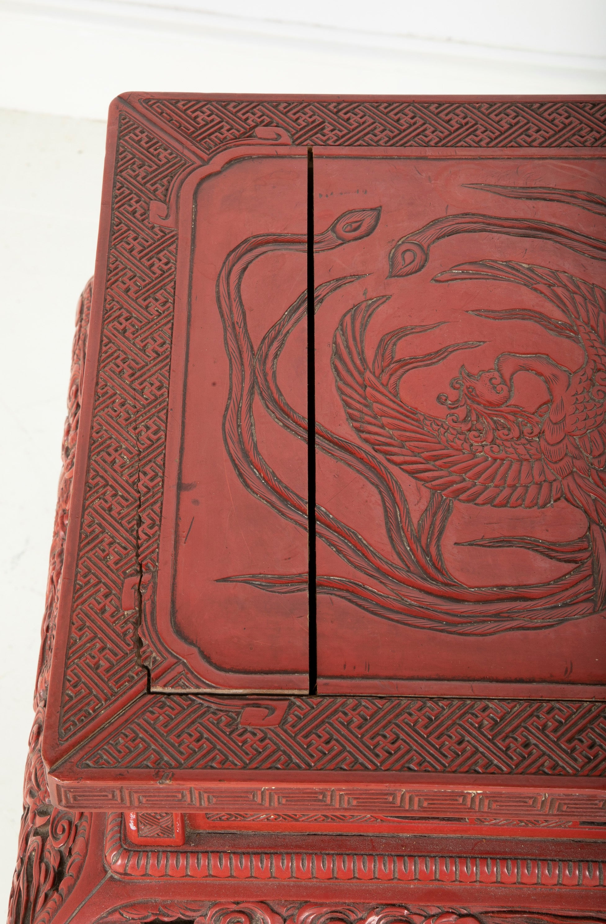 A Cinnabar Lacquer Stand of Square Sectioned Form