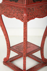 A Cinnabar Lacquer Stand of Square Sectioned Form