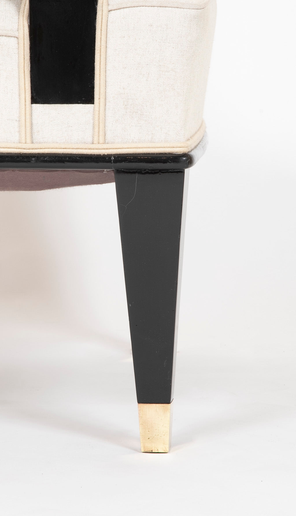 Pair of Black Lacquer Wood Frame Arm Chairs, by Jacques Adnet