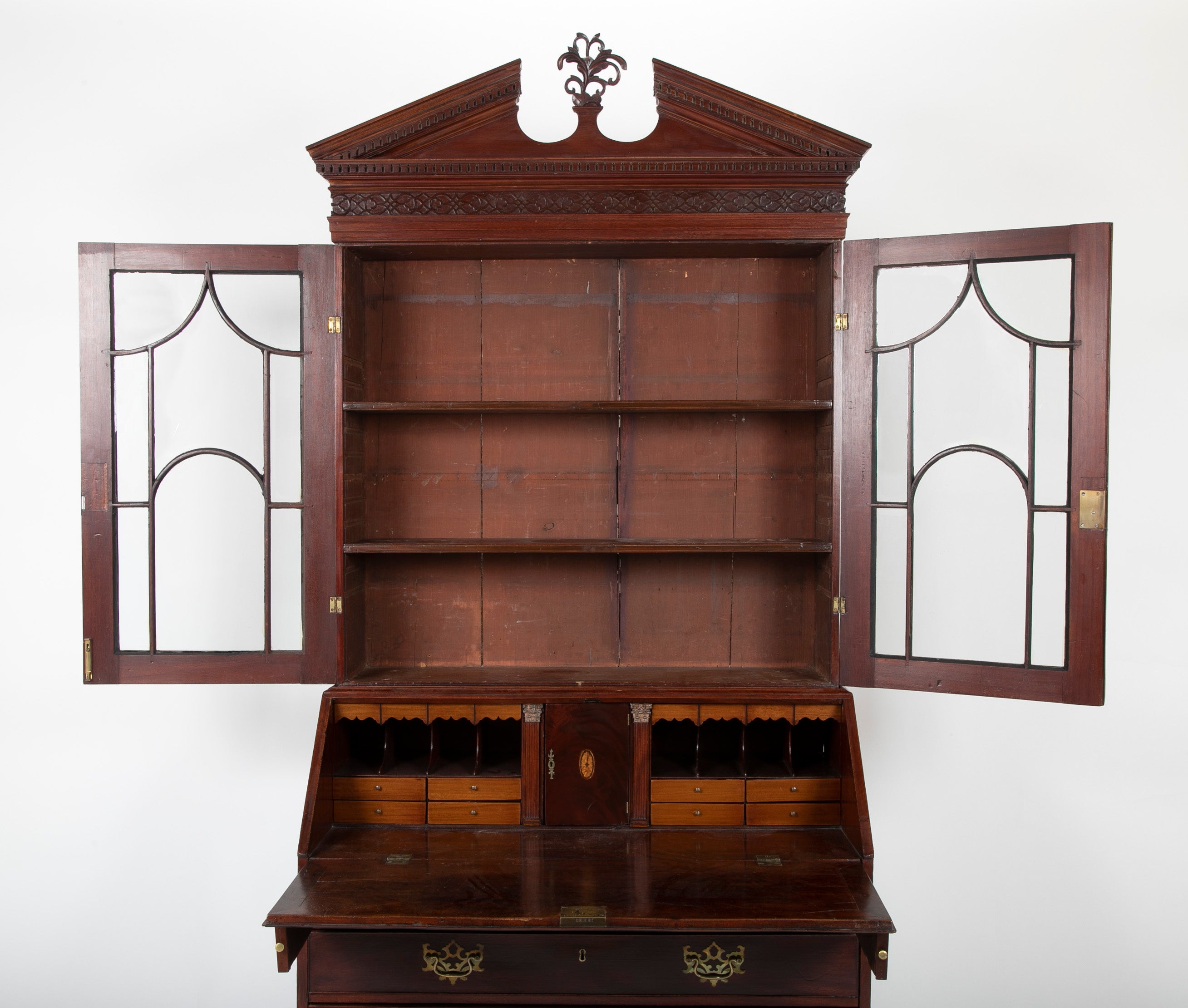 Mahogany Pediment Top Two Part Secretary