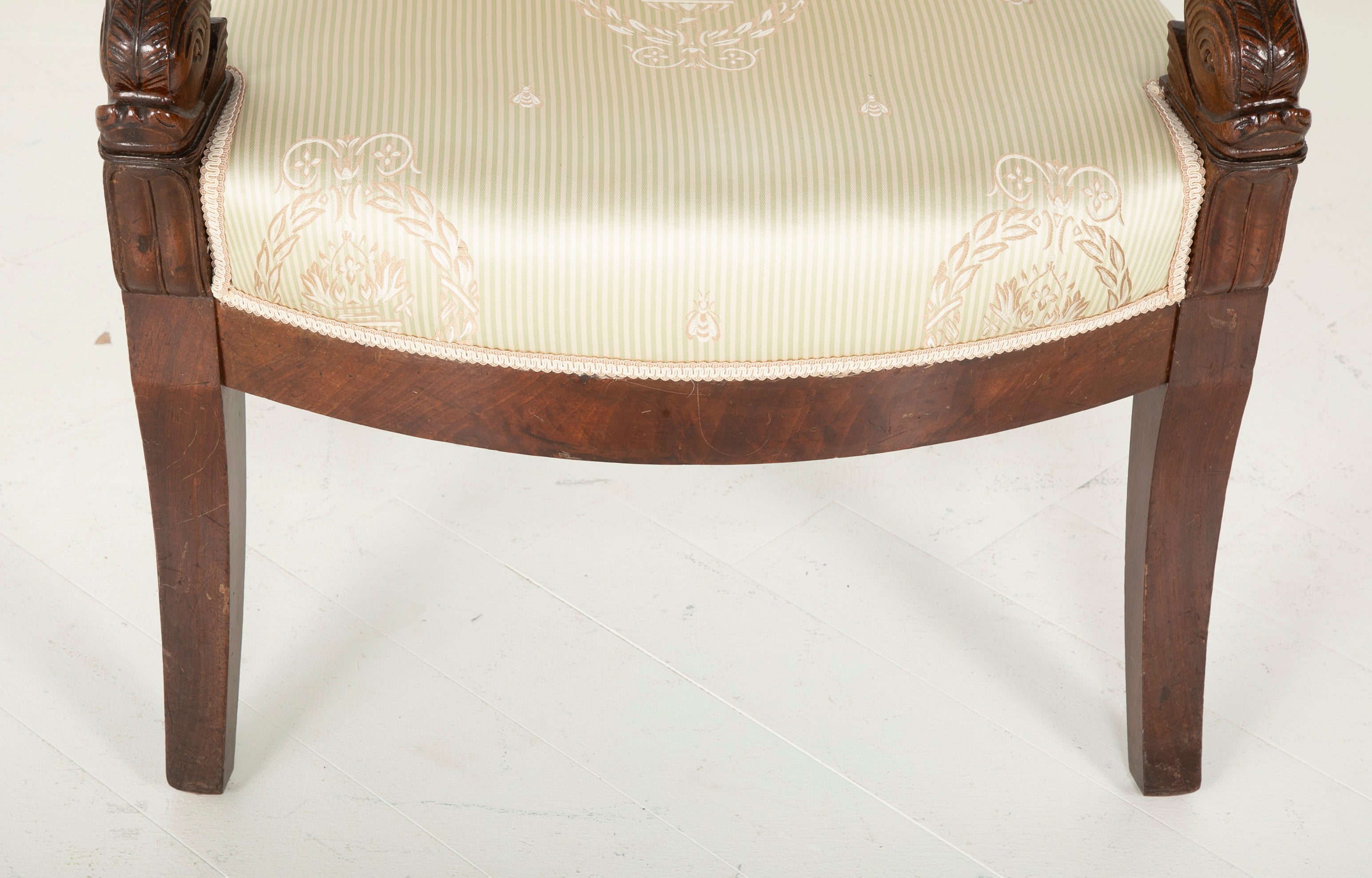 Pair of Carved Cuban Mahogany Charles X Fauteuils
