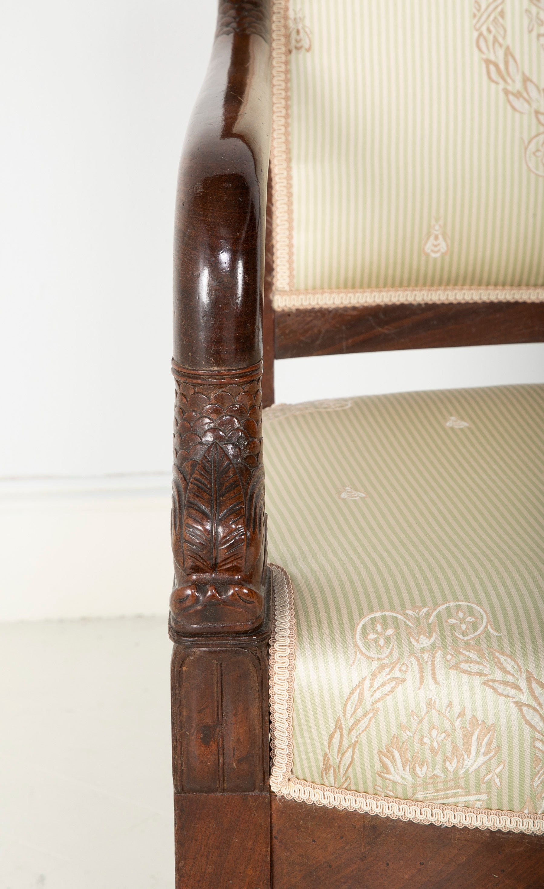 Pair of Carved Cuban Mahogany Charles X Fauteuils