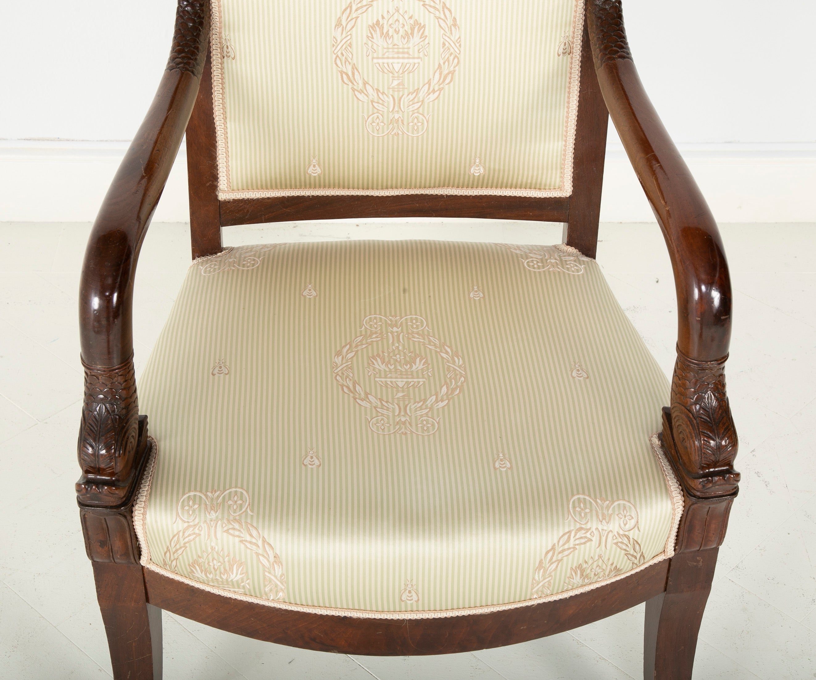 Pair of Carved Cuban Mahogany Charles X Fauteuils