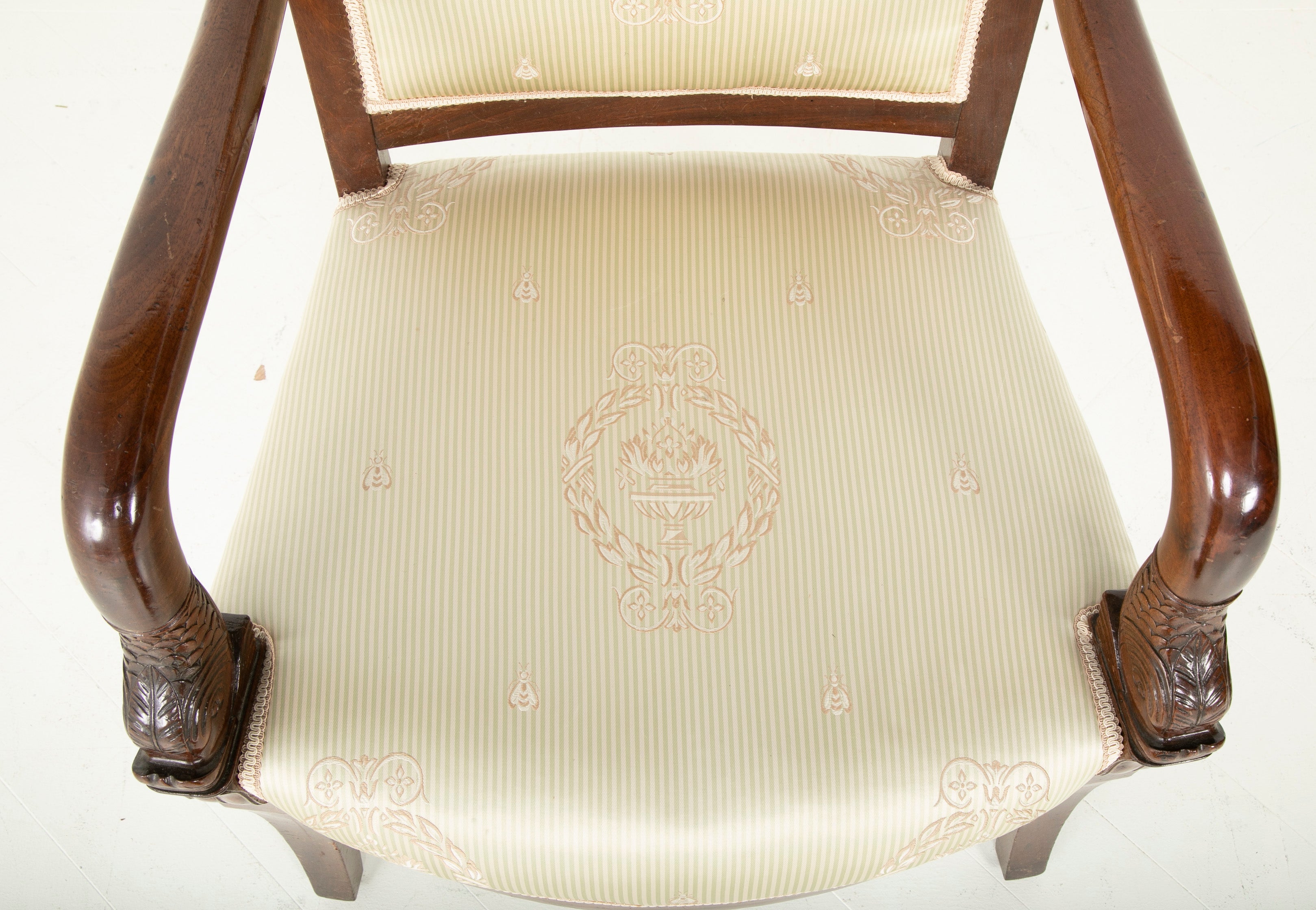 Pair of Carved Cuban Mahogany Charles X Fauteuils