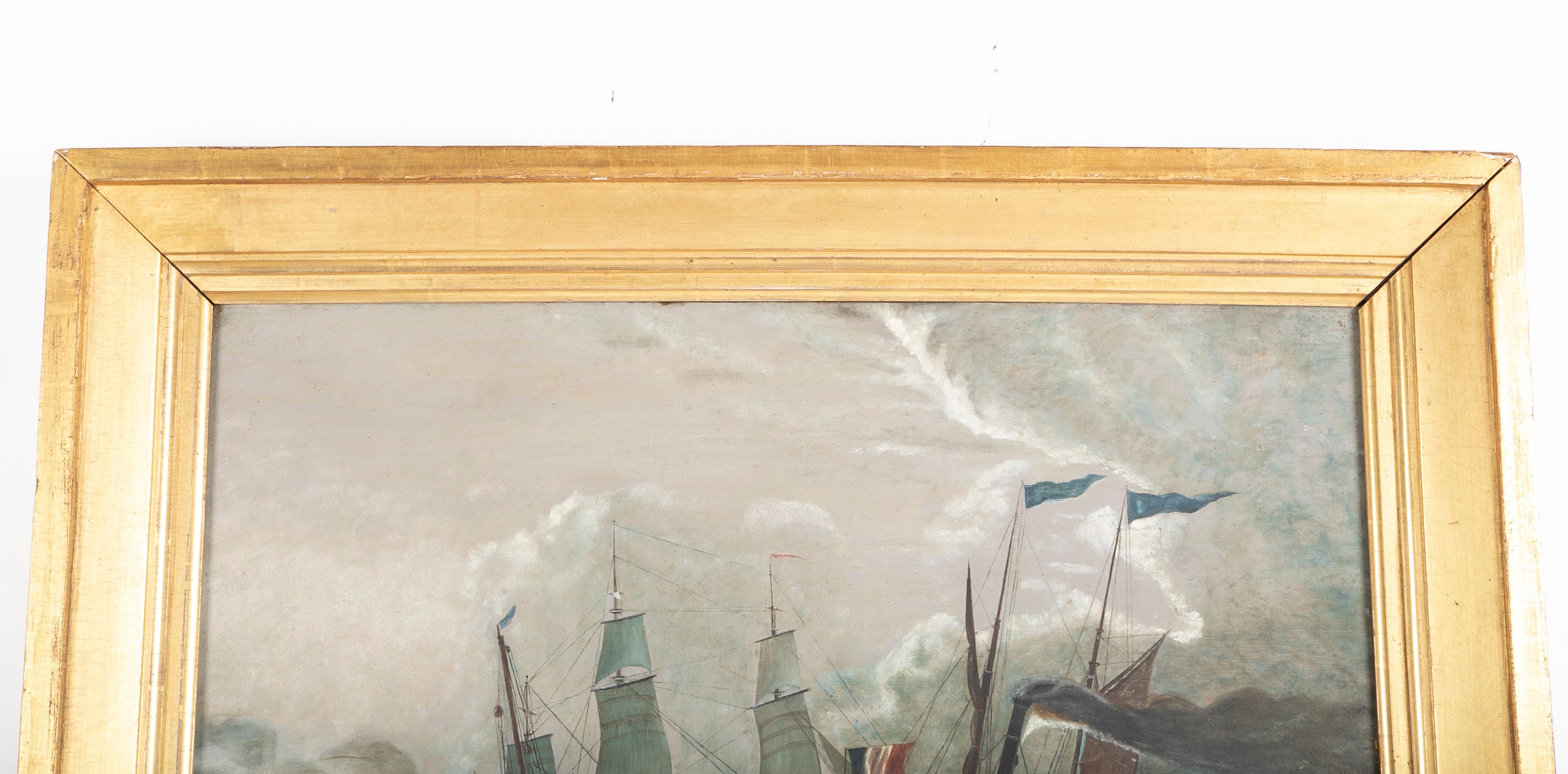 Mid 19th Century Primitive Oil on Canvas of the Steamship Le Francais