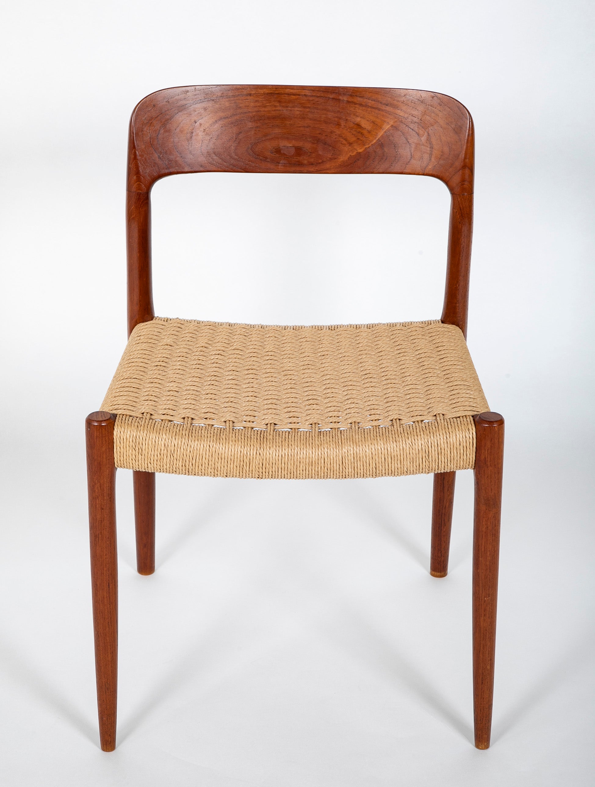 Set of 4 Cotton Cord & Teak Dining Chairs by Danish Designer Niels O. Moller