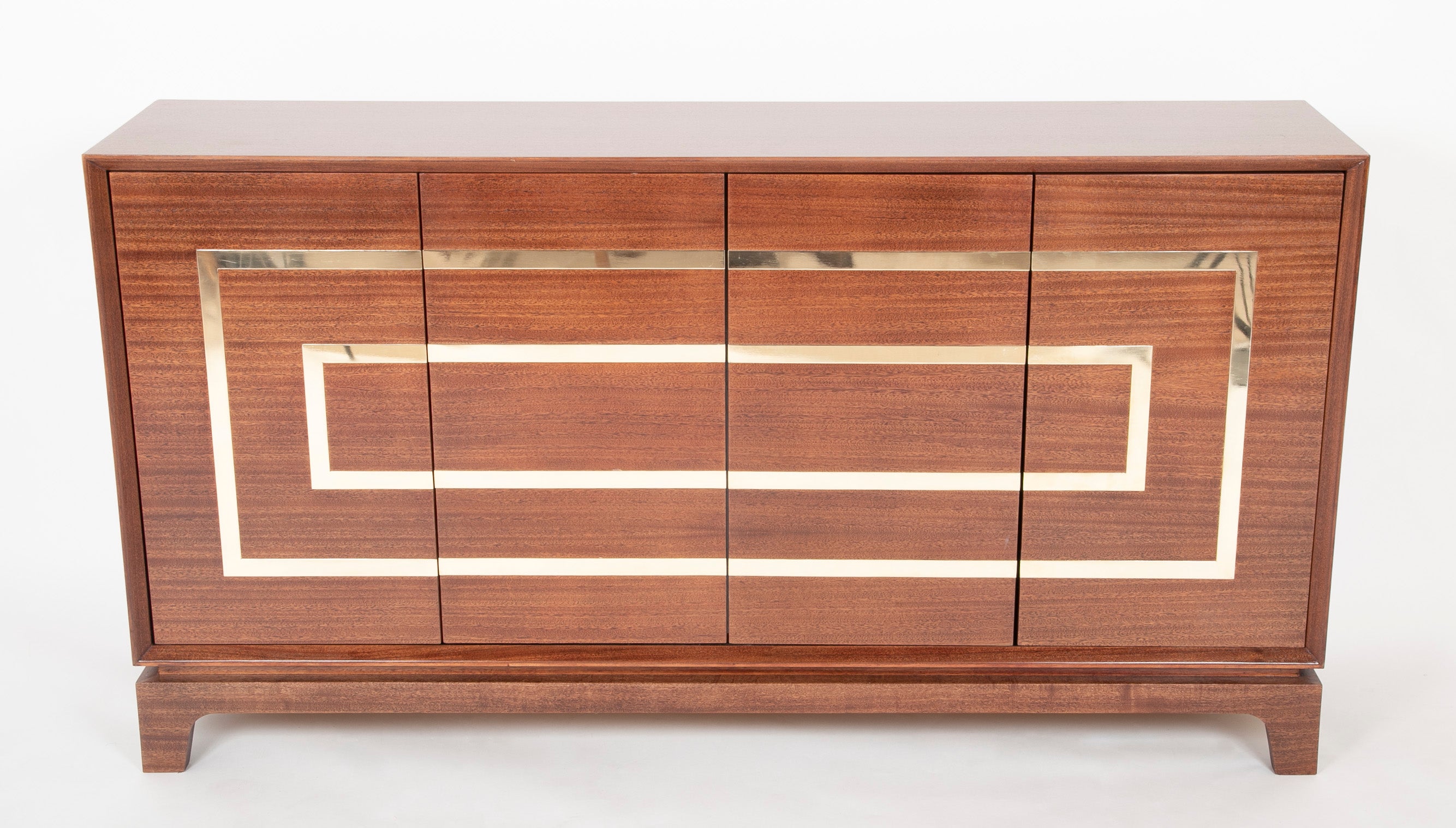 Custom Made Mahogany & Brass Credenza