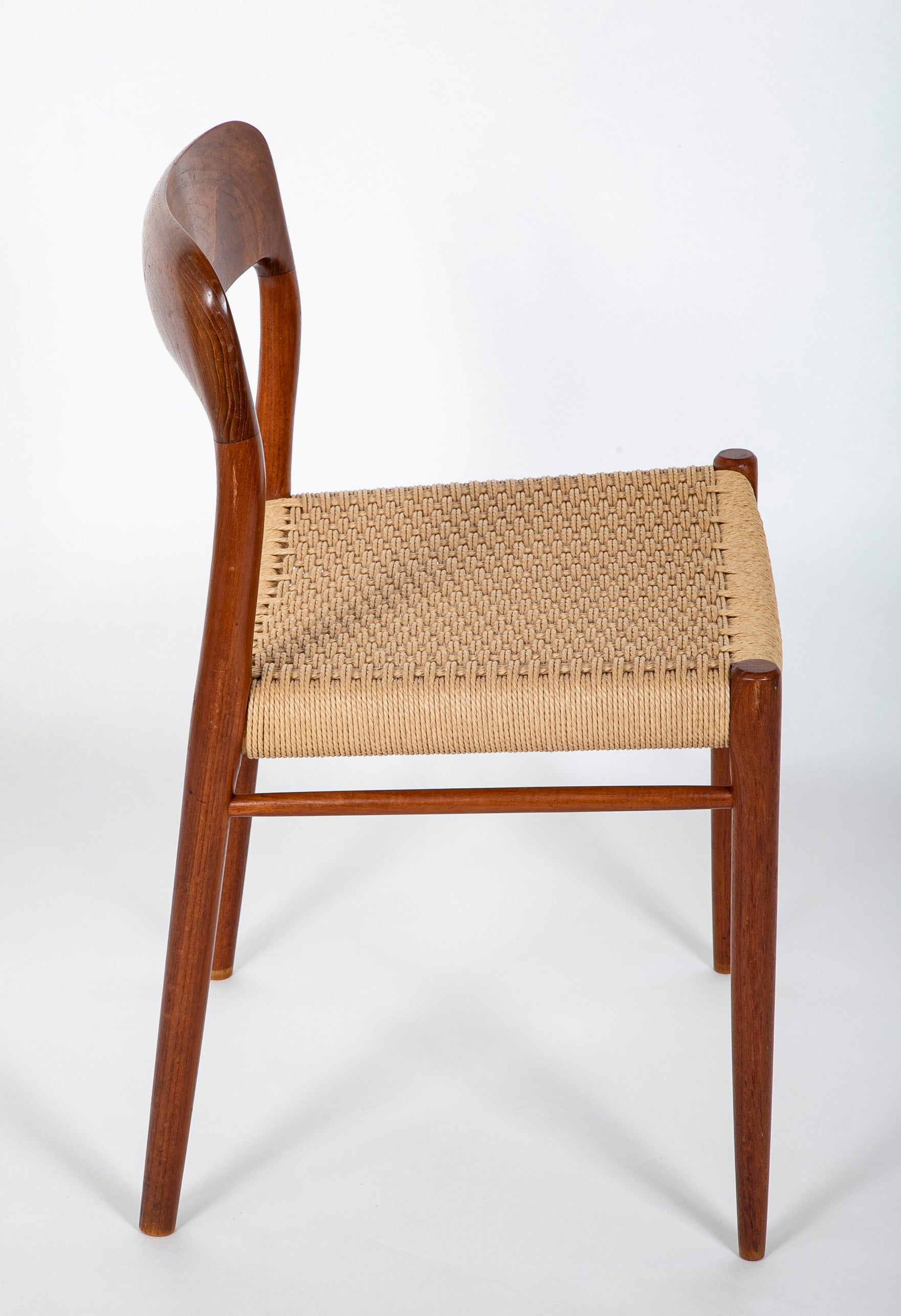 Set of 4 Cotton Cord & Teak Dining Chairs by Danish Designer Niels O. Moller