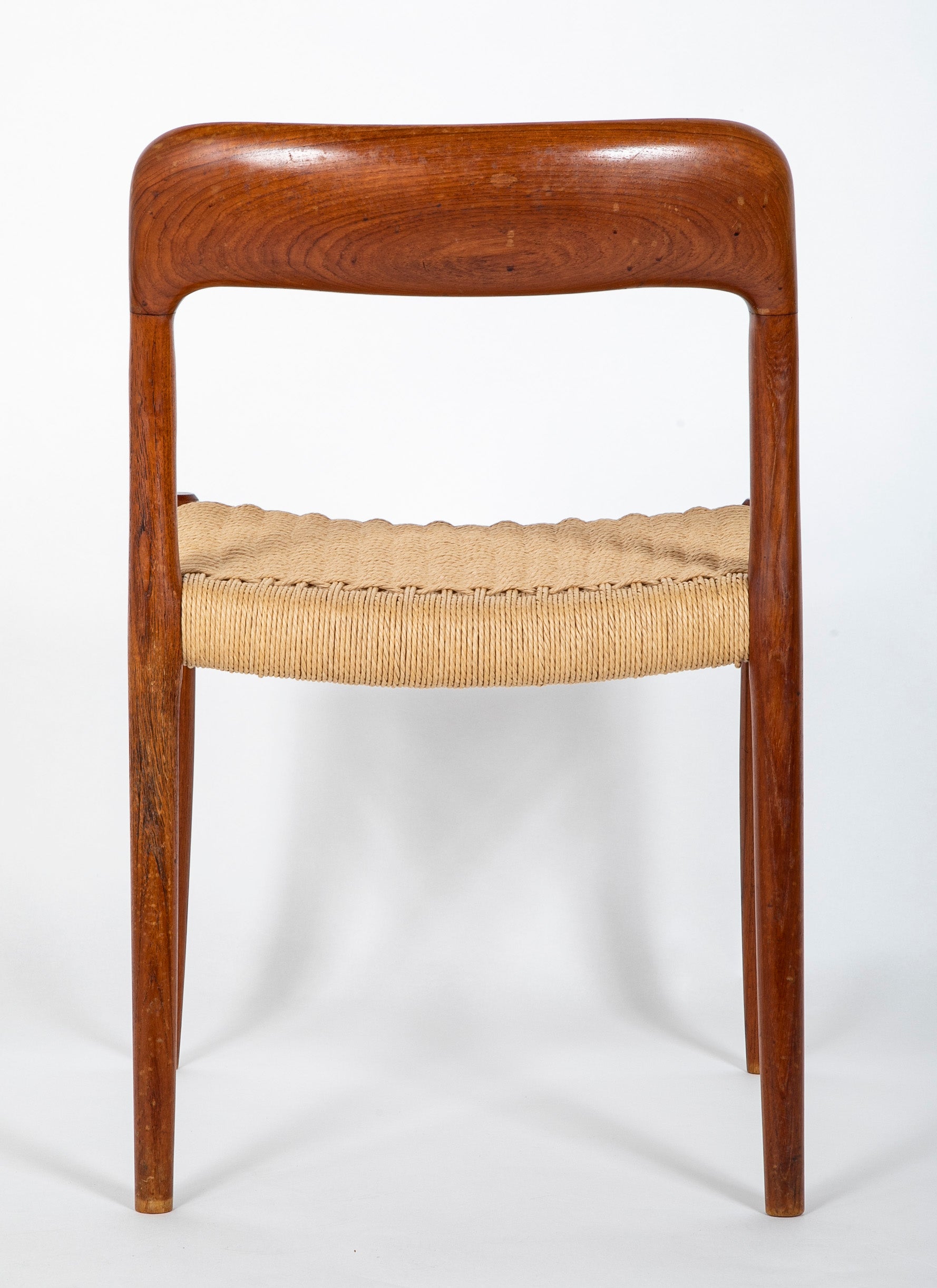Set of 4 Cotton Cord & Teak Dining Chairs by Danish Designer Niels O. Moller