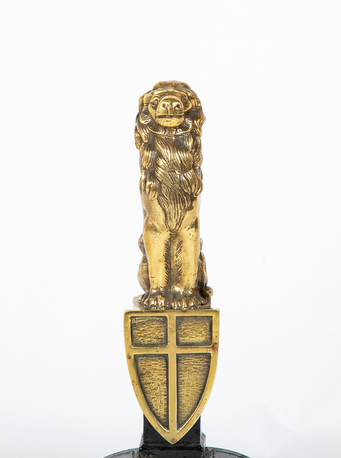 A Pair of 19th Century English Gilt Brass & Iron Andirons