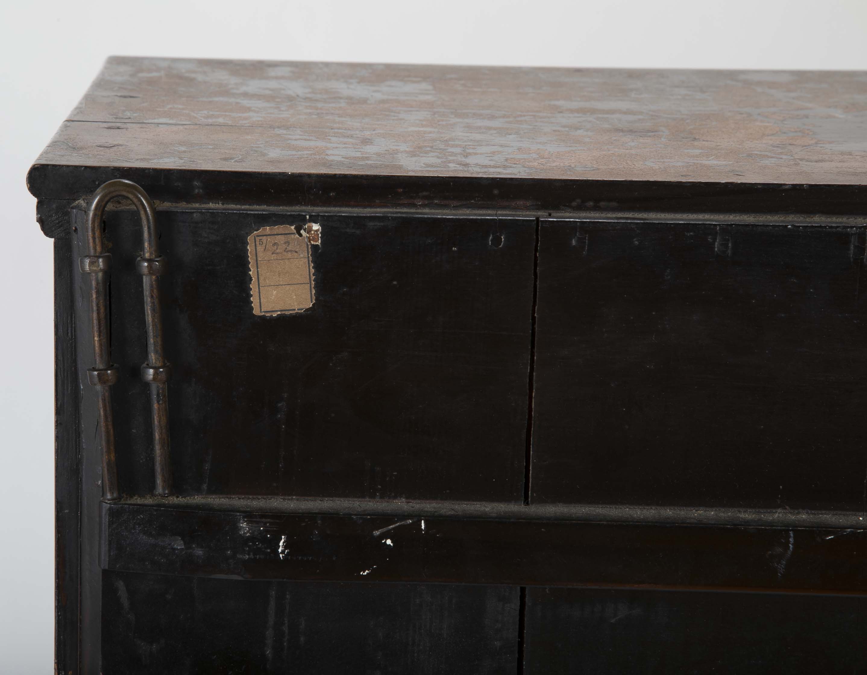 Gold Leaf Japanese Cabinet with Carved & Painted Panels of Flowers