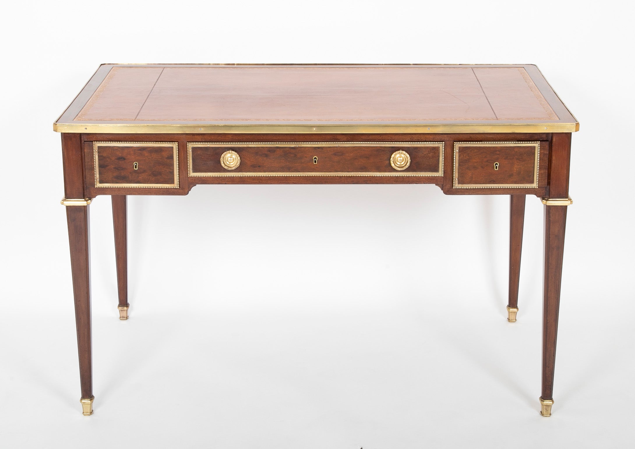 Louis XVI Style Mahogany Leather Top Desk