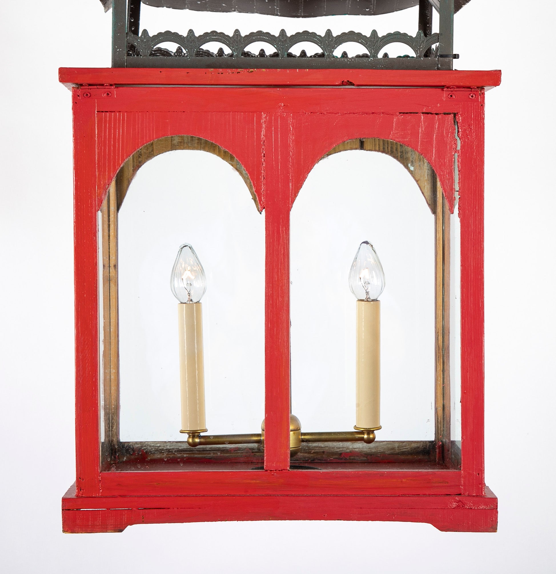 Pair of Contemporary Chinese Style Lanterns with Copper Tops