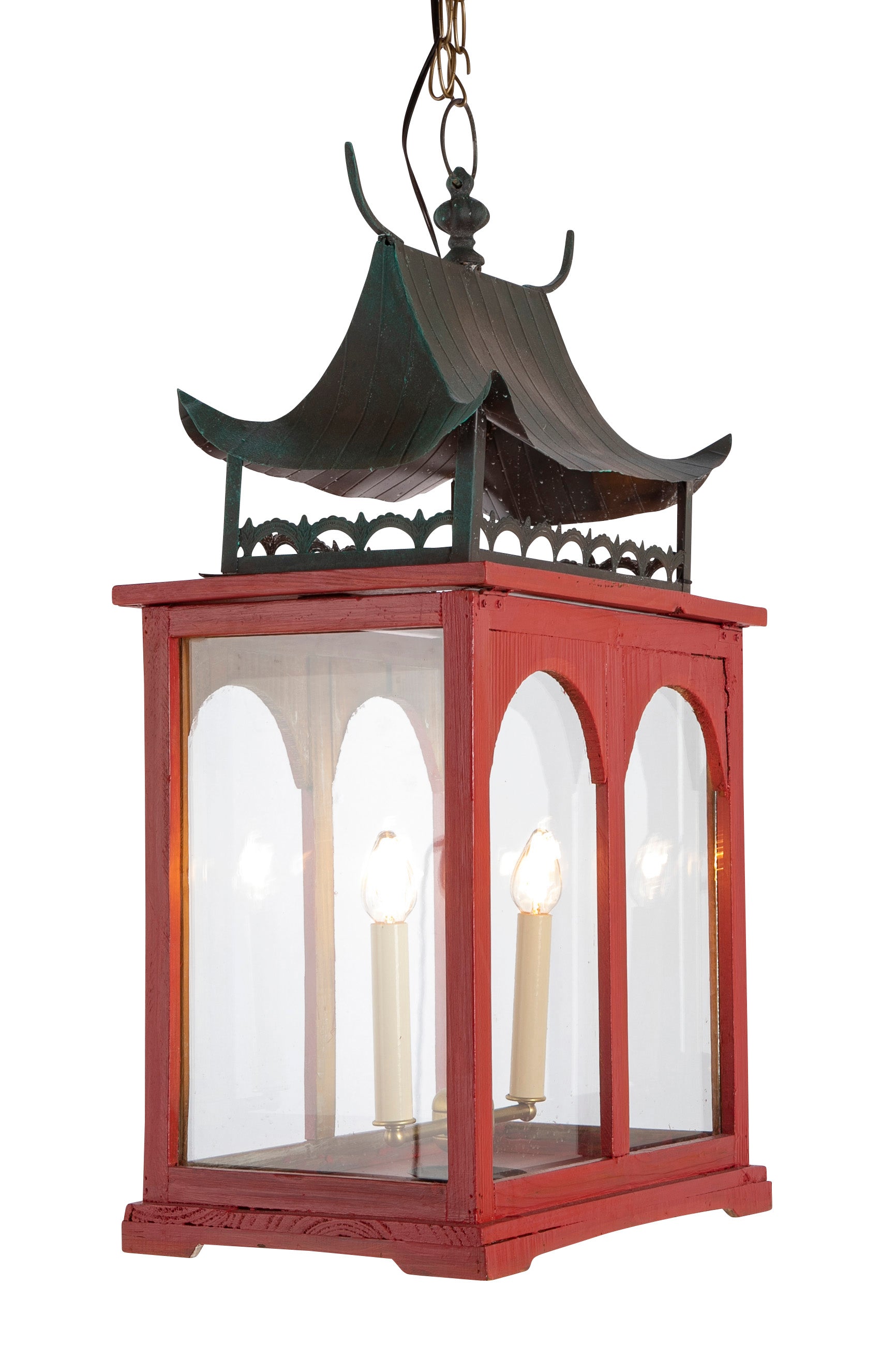 Pair of Contemporary Chinese Style Lanterns with Copper Tops