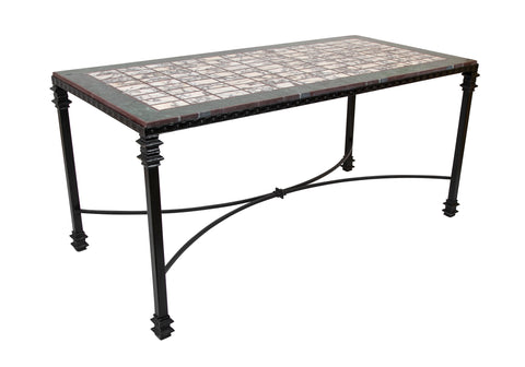 Italian Iron Center Table with Specimen Marble Top