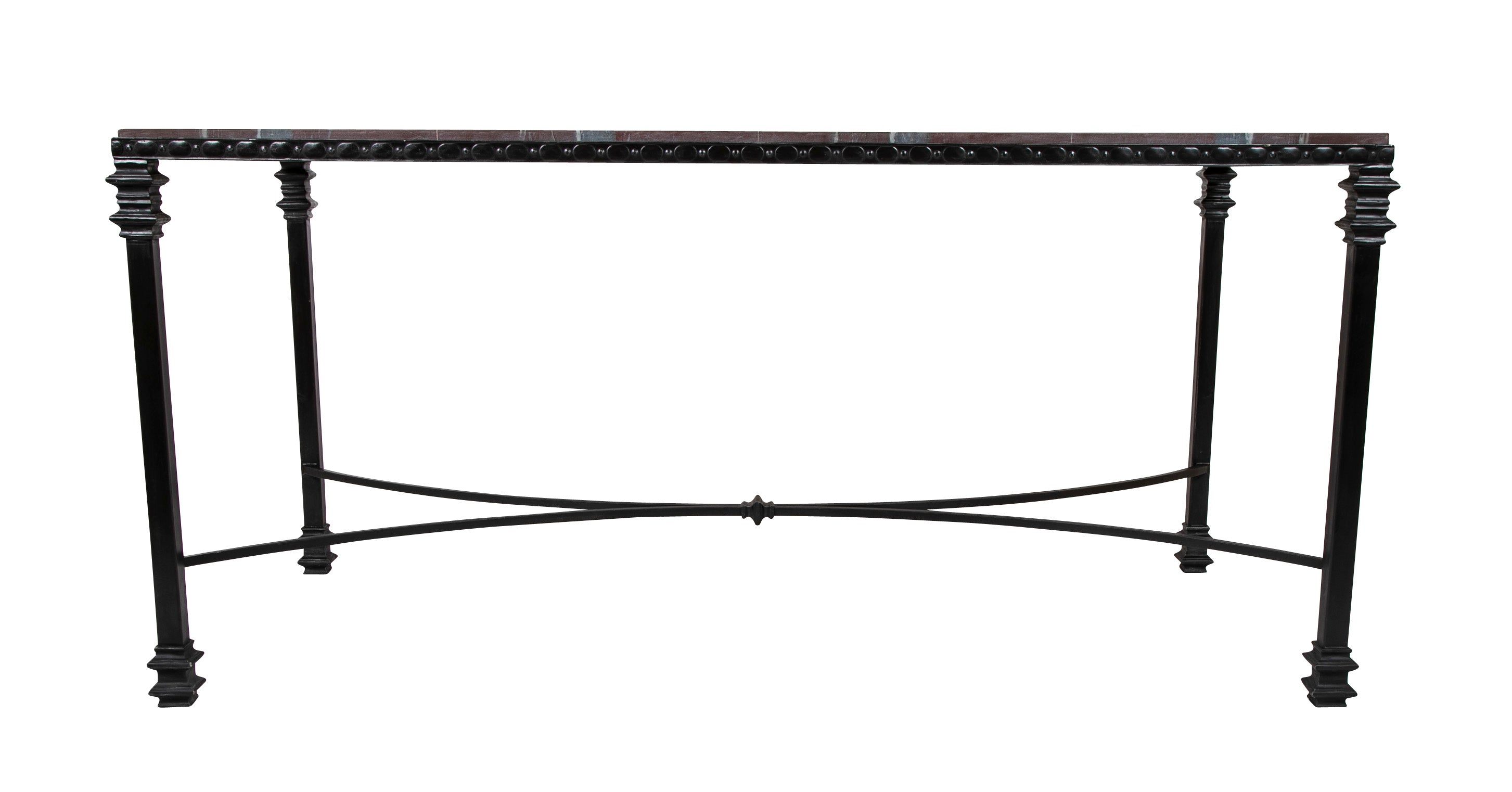 Italian Iron Center Table with Specimen Marble Top