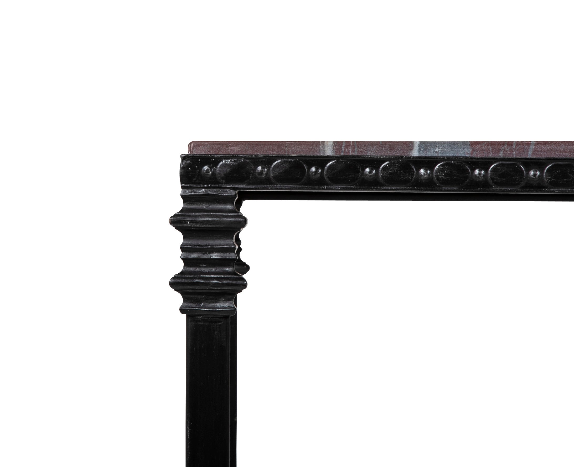 Italian Iron Center Table with Specimen Marble Top