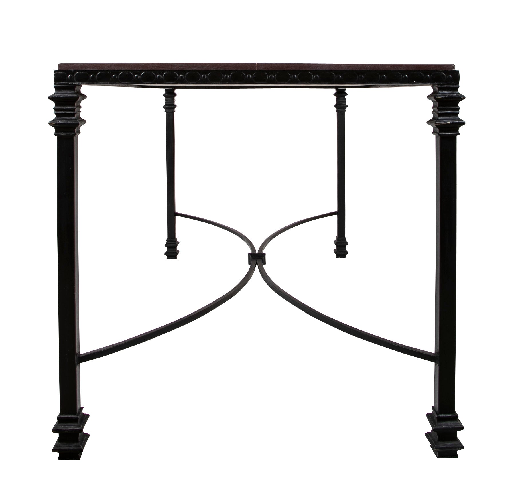 Italian Iron Center Table with Specimen Marble Top