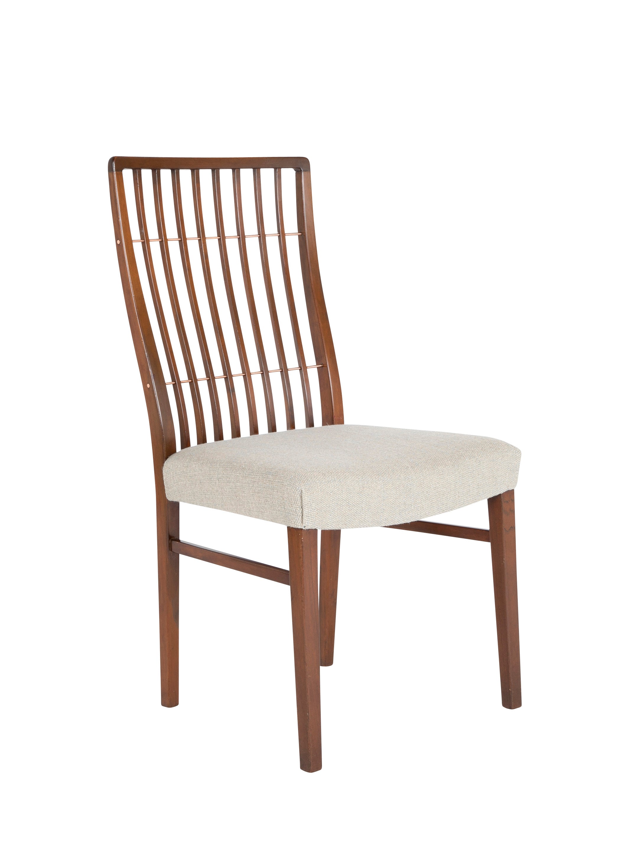 Set of 8 Mid-Century Danish Dining Chairs of Mahogany with Copper Accents