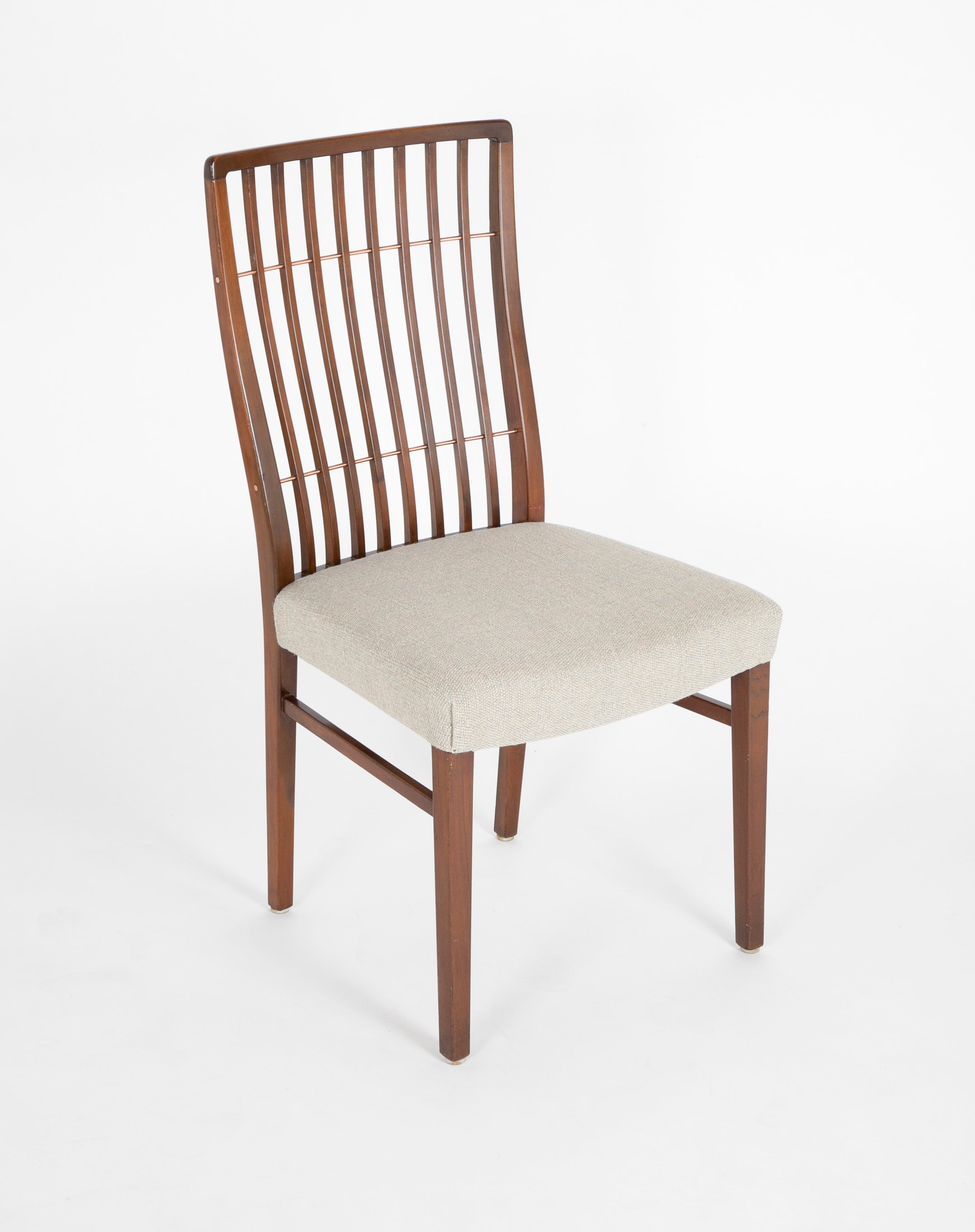 Set of 8 Mid-Century Danish Dining Chairs of Mahogany with Copper Accents