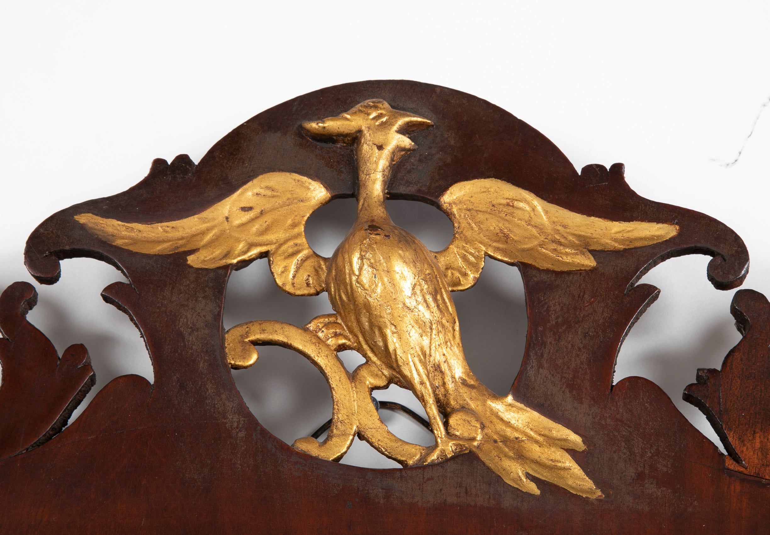 An 18th Century English Chippendale Carved Mahogany Mirror with Gilt Phoenix