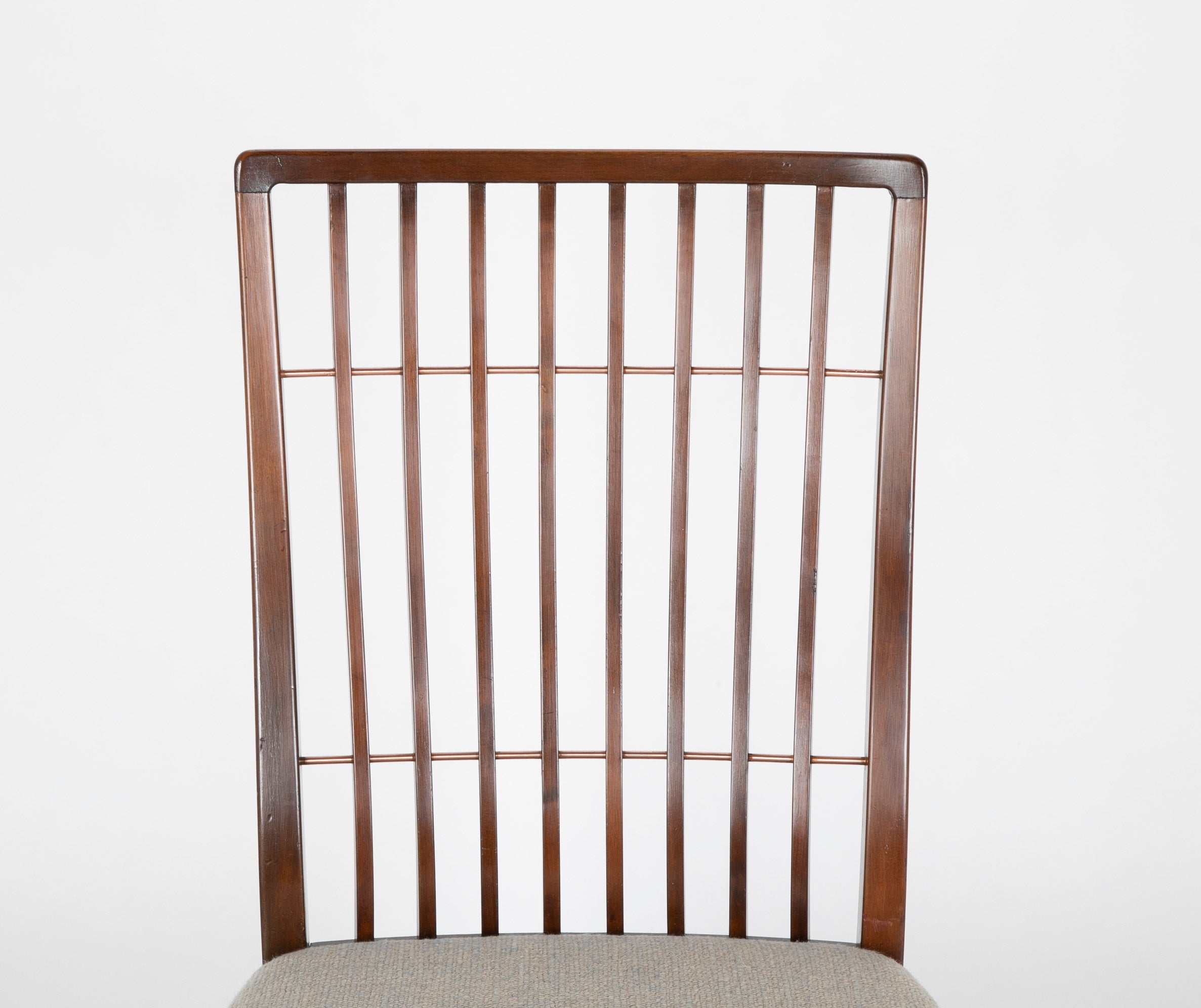 Set of 8 Mid-Century Danish Dining Chairs of Mahogany with Copper Accents