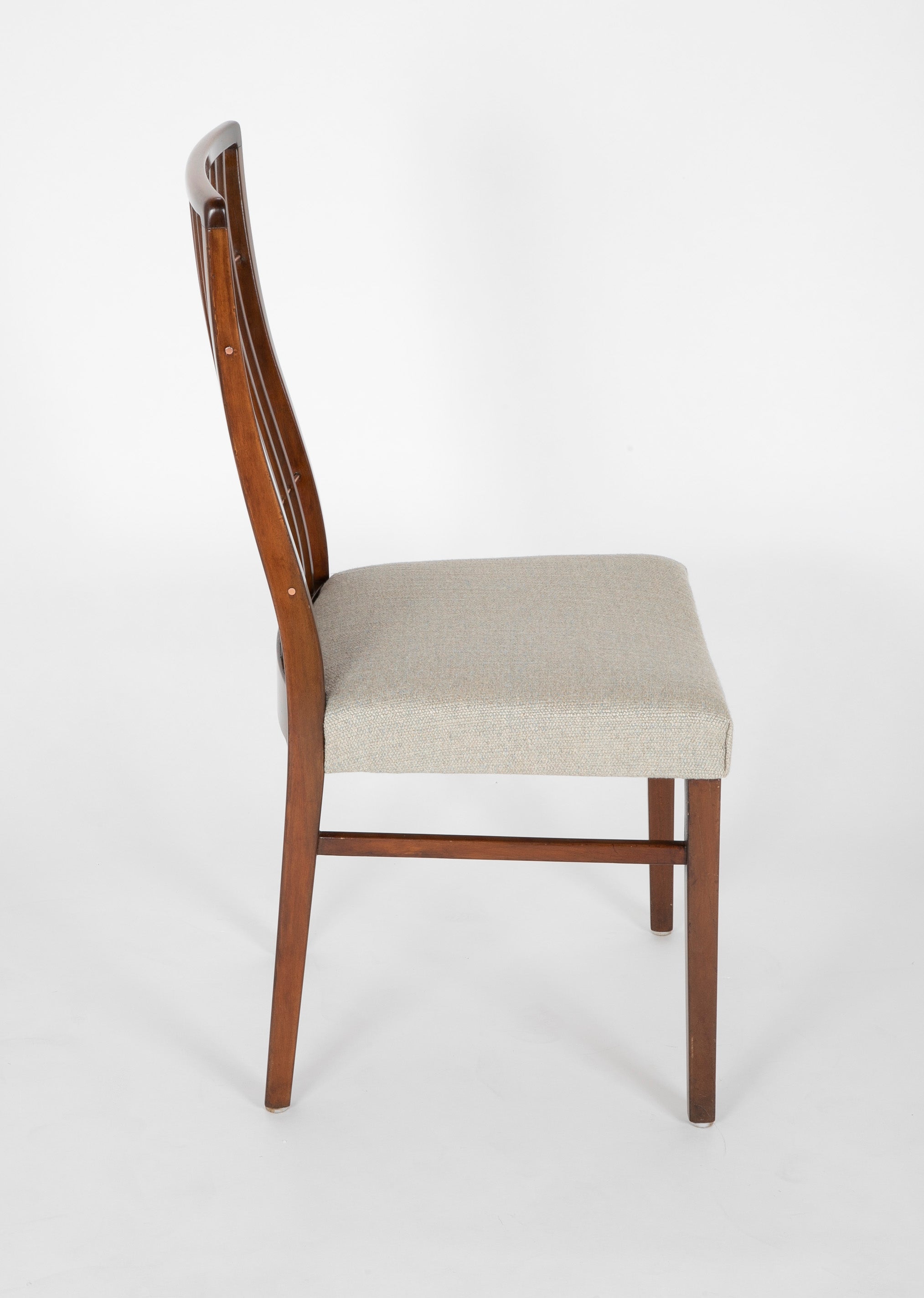 Set of 8 Mid-Century Danish Dining Chairs of Mahogany with Copper Accents