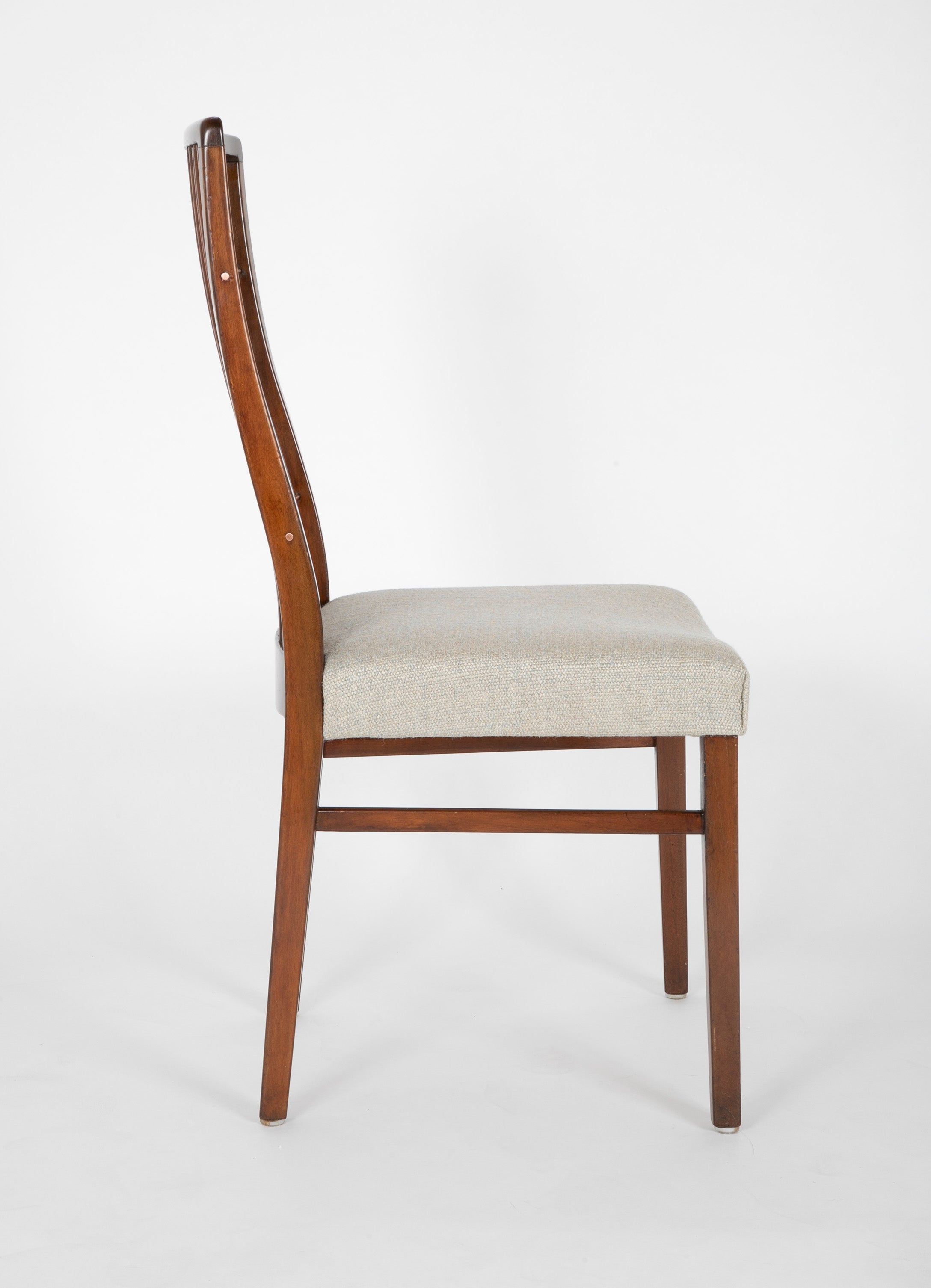 Set of 8 Mid-Century Danish Dining Chairs of Mahogany with Copper Accents