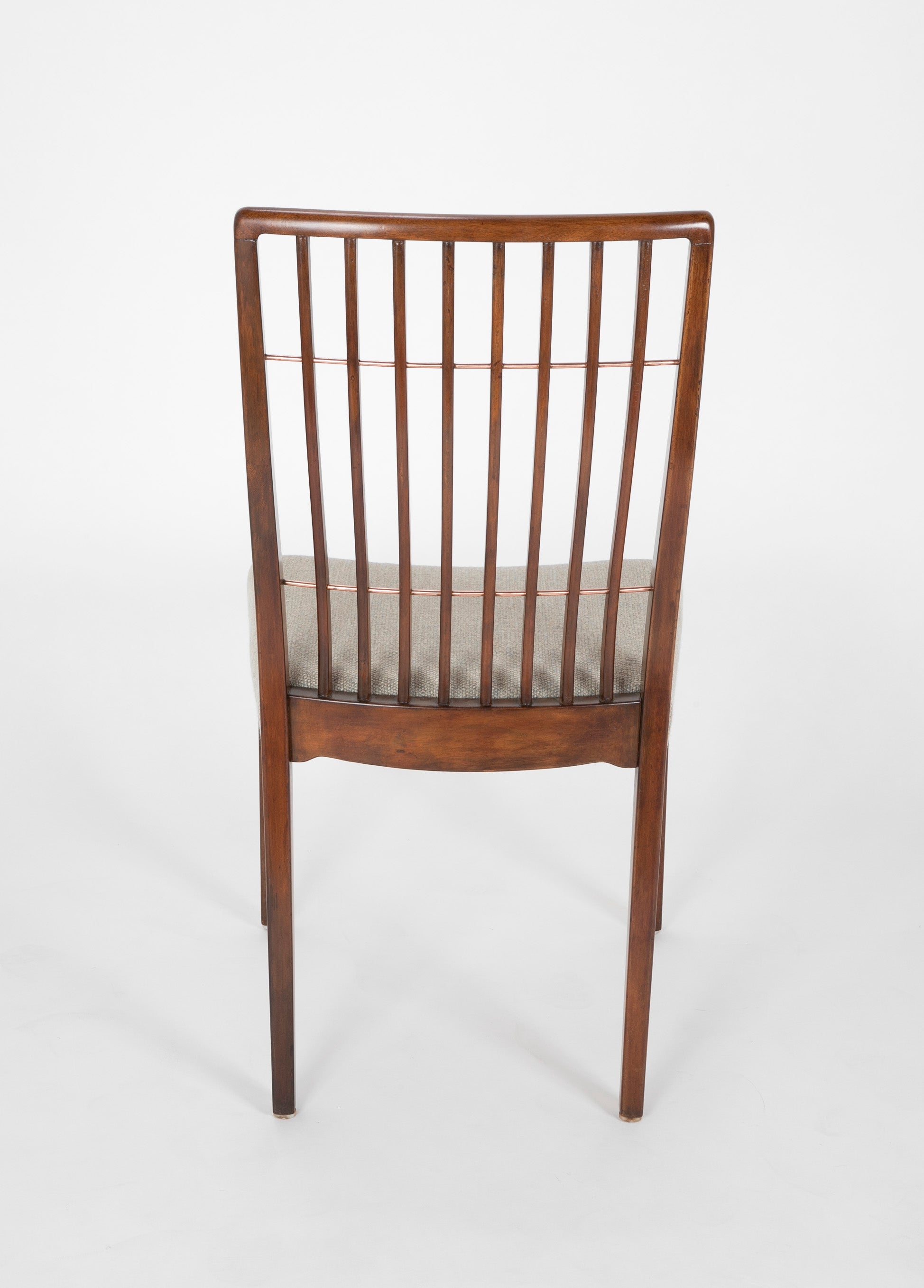 Set of 8 Mid-Century Danish Dining Chairs of Mahogany with Copper Accents