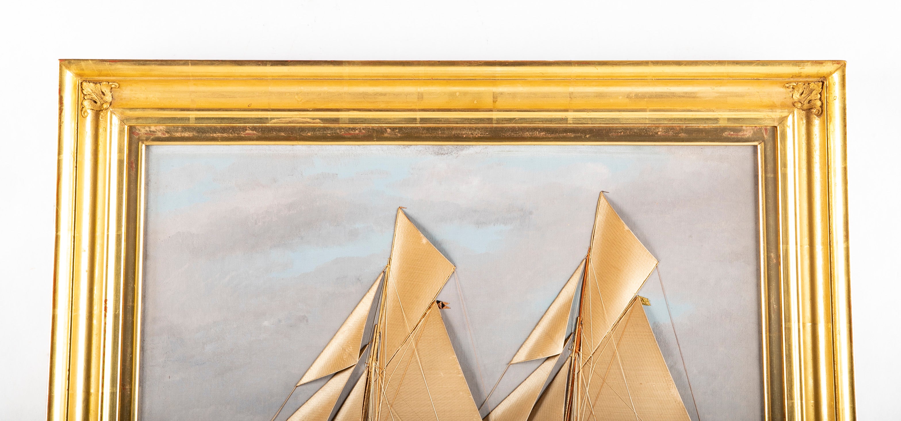 Thomas H. Willis "Silky" with Applied Silk Work on Boat and Oil Painted Background