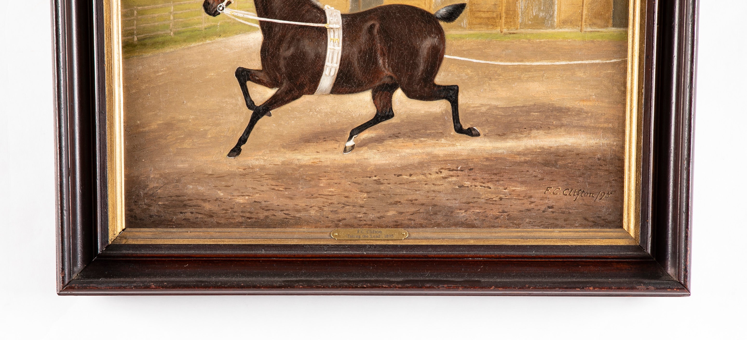 "Taking the Lead" Oil on Canvas by Equestrian Painter F. C. Clifton