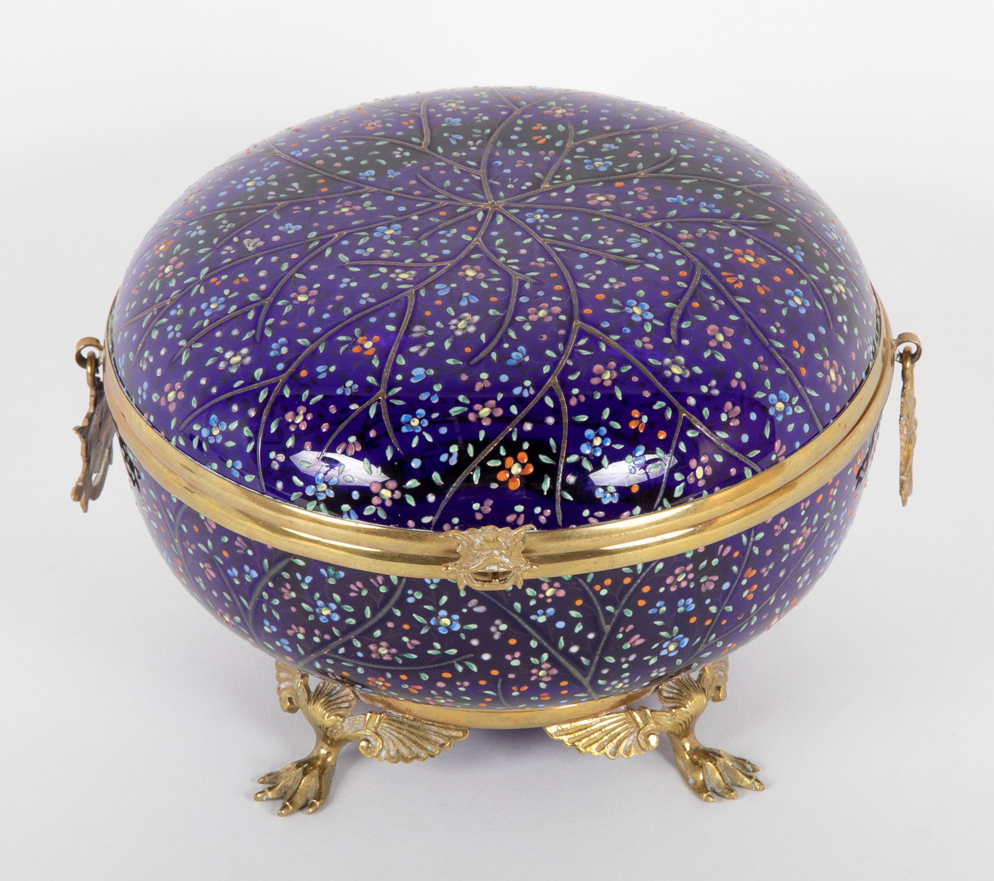 19th Century Bohemian Moser Round Enameled Box