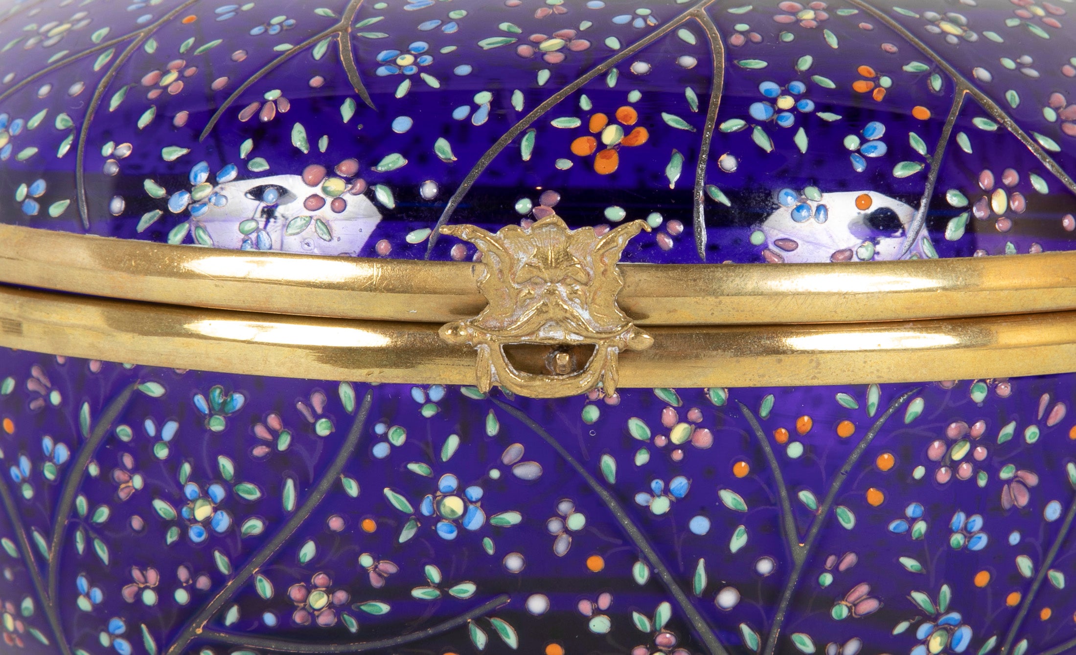 19th Century Bohemian Moser Round Enameled Box