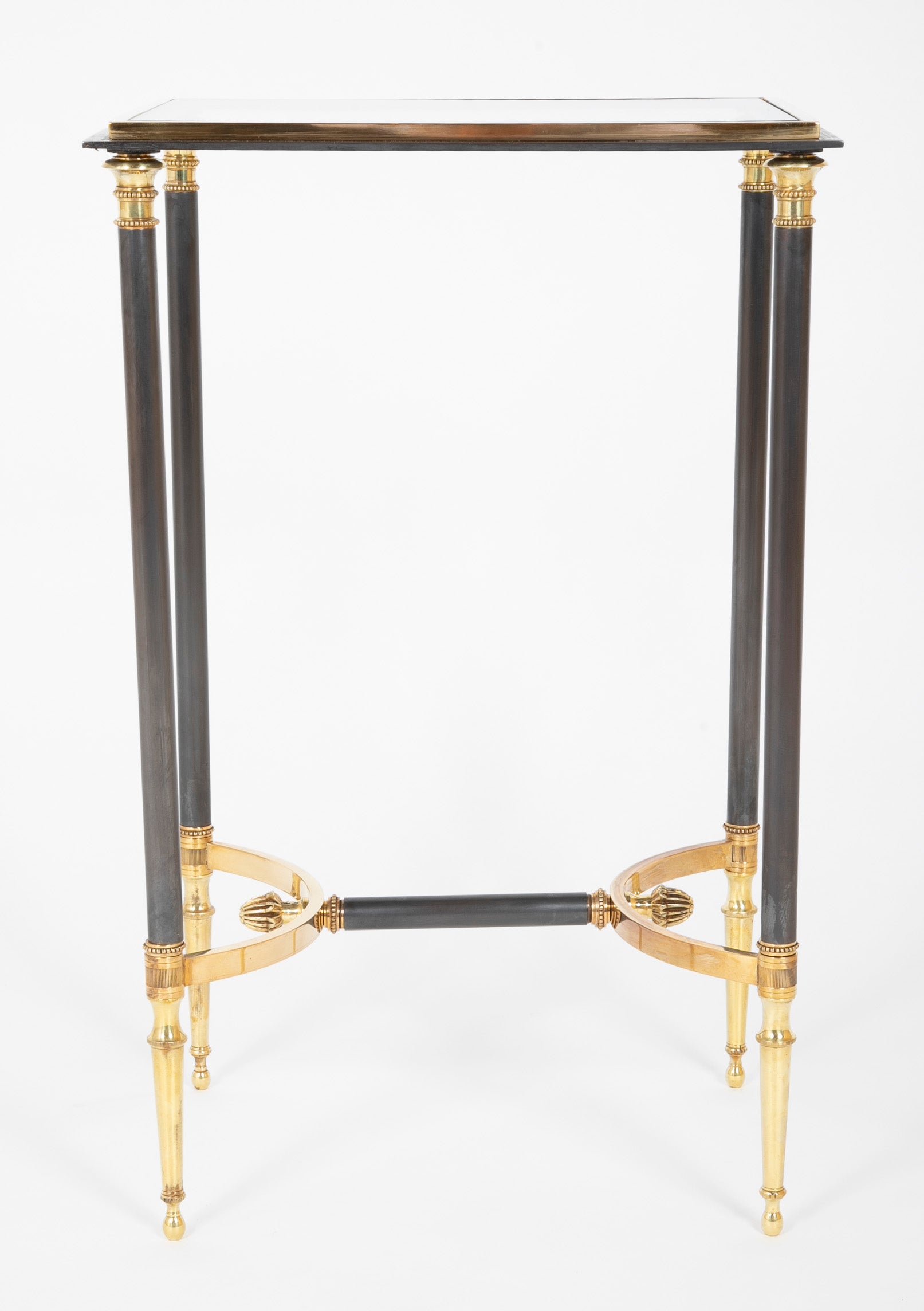 Brass, Steel & Glass Top Side Table in the Manner of Jansen - 2 Available