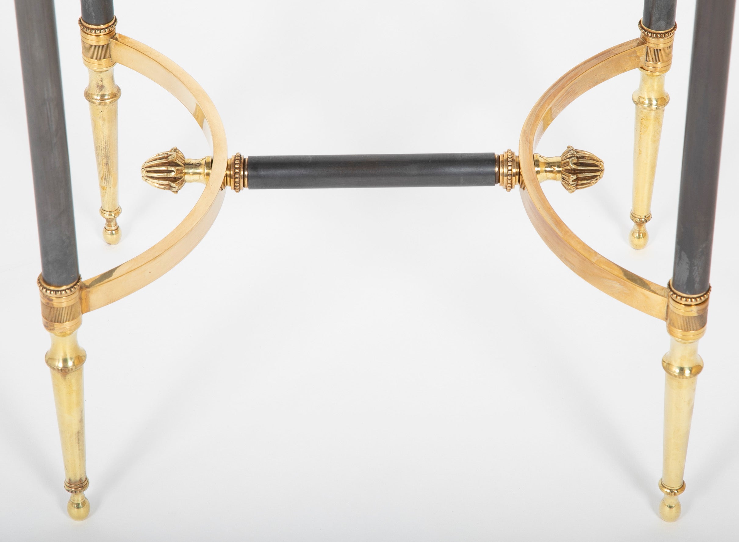 Brass, Steel & Glass Top Side Table in the Manner of Jansen - 2 Available