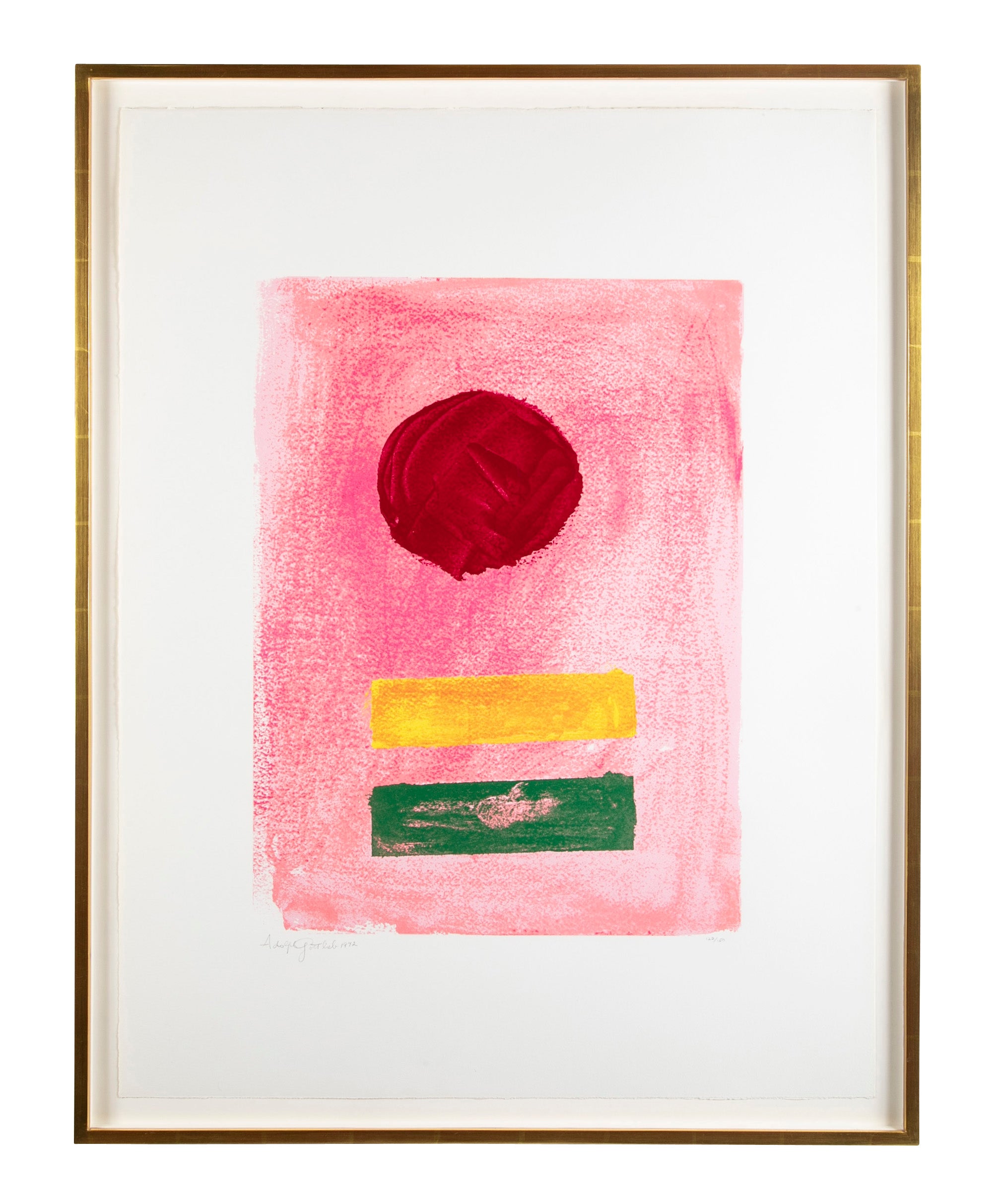 "Pink Ground" Color Lithograph by American Abstract Artist Adolf Gottlieb